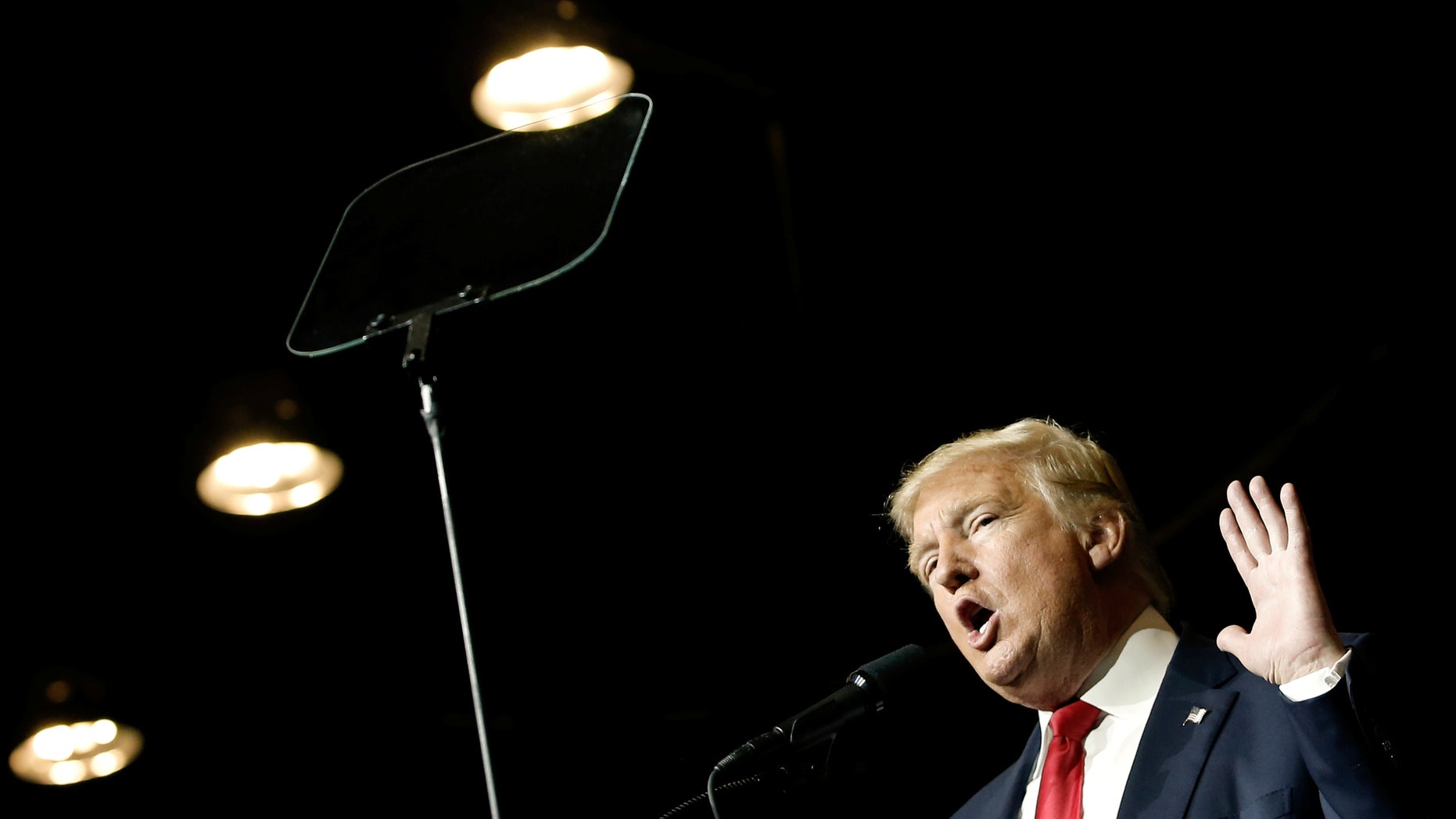 Republican U.S. presidential nominee Donald Trump speaks to the audience at a campaign rally in West Palm Beach, Florida, U.S., October 13, 2016.