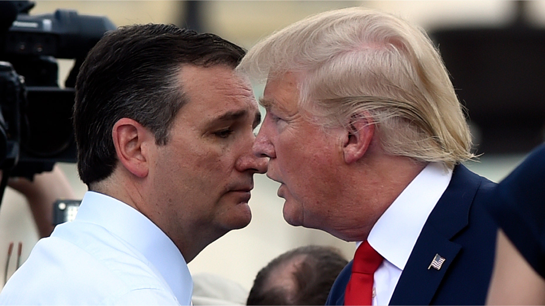 Donald Trump and Sen. Ted Cruz during a rally opposing the Iran nuclear deal, Wednesday, Sept. 9, 2015.