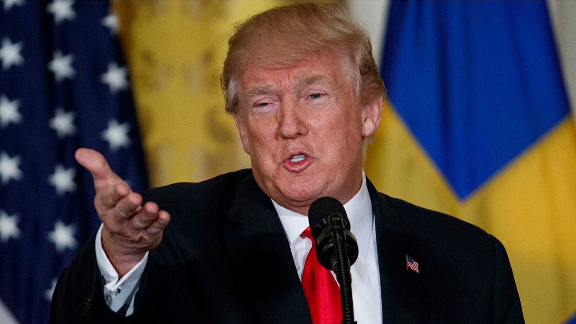 In this March 6, 2018, photo, President Donald Trump speaks during a news conference with Swedish Prime Minister Stefan Lofven in the East Room of the White House in Washington. Gary Cohnâs departure as chief Trump economic adviser heightens doubts about the direction of the administrationâs economic policies just as Republican lawmakers prepare for midterm elections. (AP Photo/Evan Vucci)