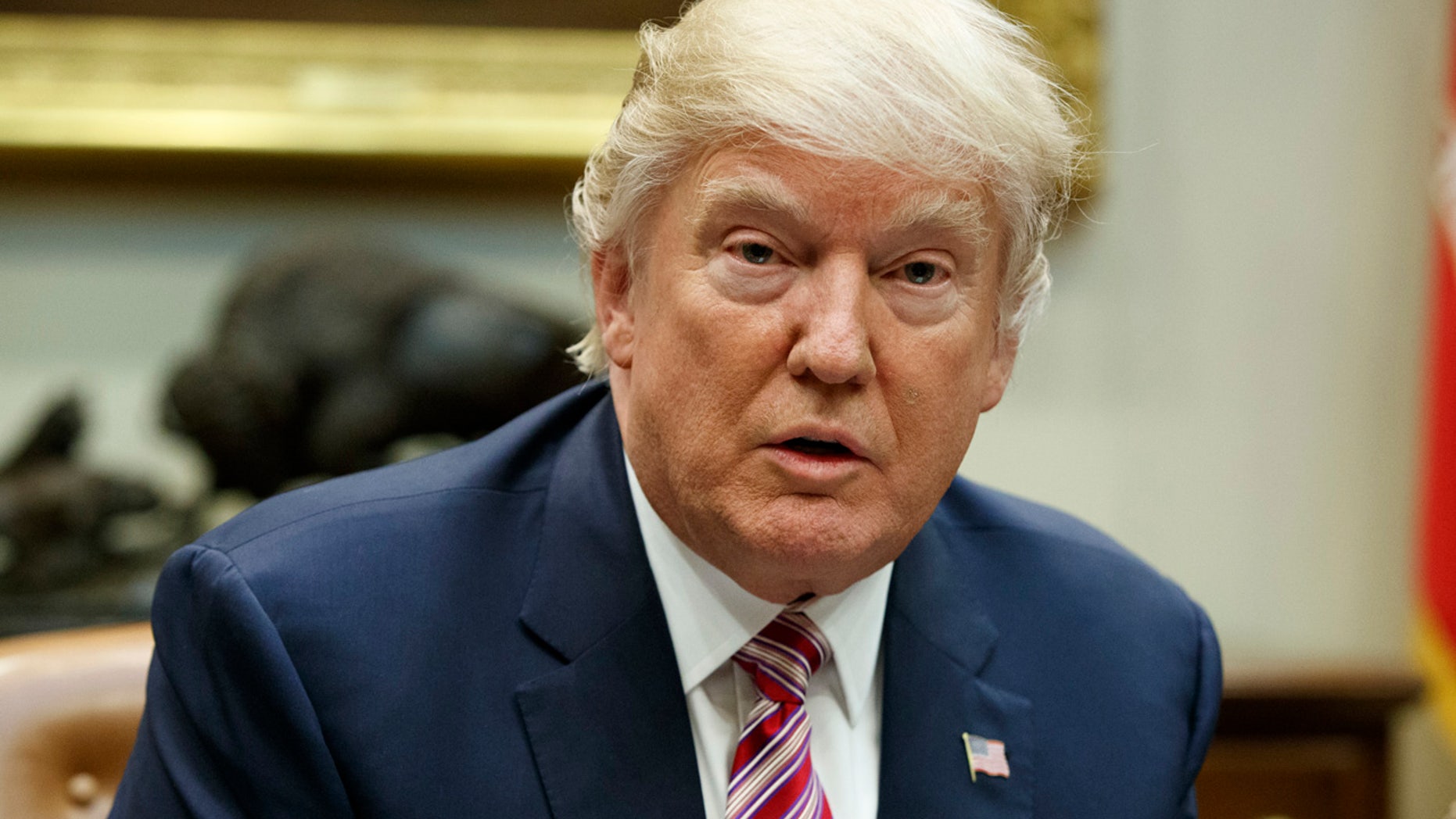 President Donald Trump speaks in the Roosevelt Room of the White House in Washington, Friday, March 10, 2017, during a meeting on healthcare. (AP Photo/Evan Vucci)