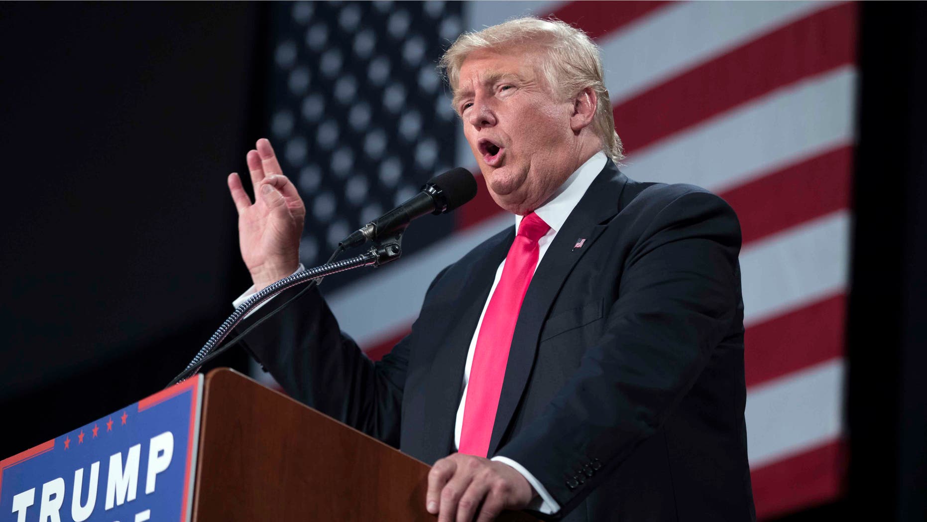 Trump speaks during a campaign rally, Monday, July 25, 2016, in Winston-Salem, N.C.