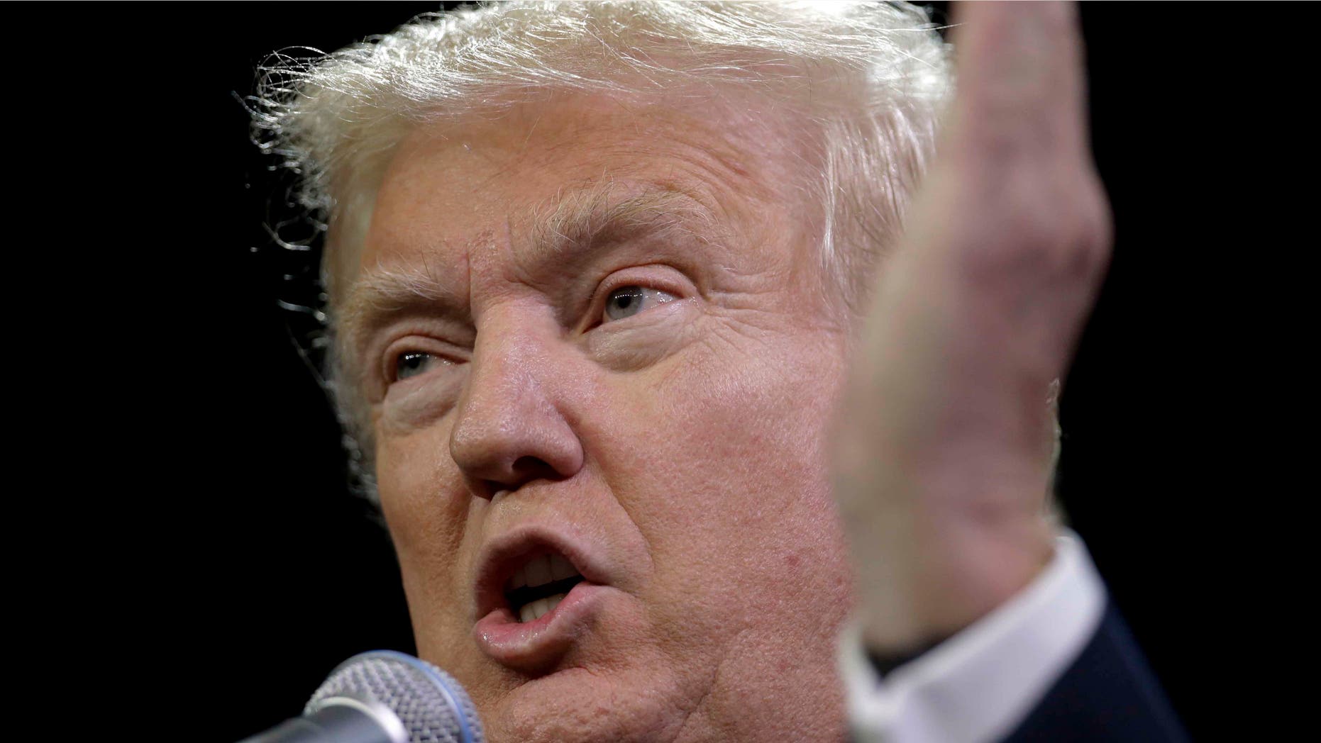 Republican candidate Donald Trump speaks at a rally in Fresno, Calif. on May 27, 2016.