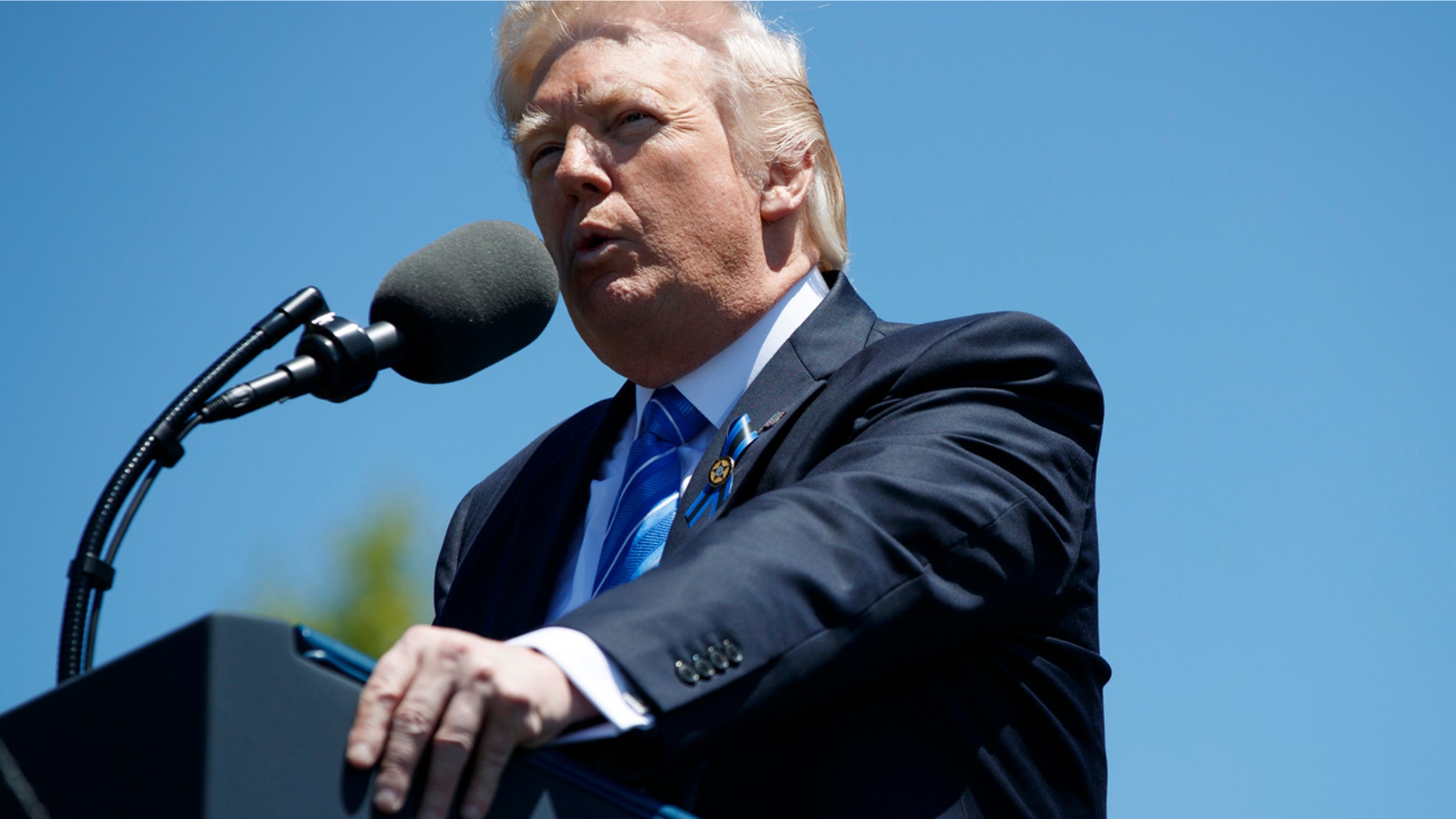 President Donald Trump speaks during the 36th annual National Peace Officers Memorial Service, Monday, May 15, 2017, on Capitol Hill in Washington. (AP Photo/Evan Vucci)