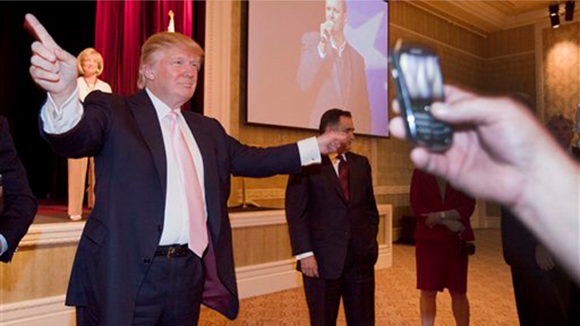 Donald Trump is shown after speaking to a crowd of 600 people during a gathering of Republican women's groups April 28.