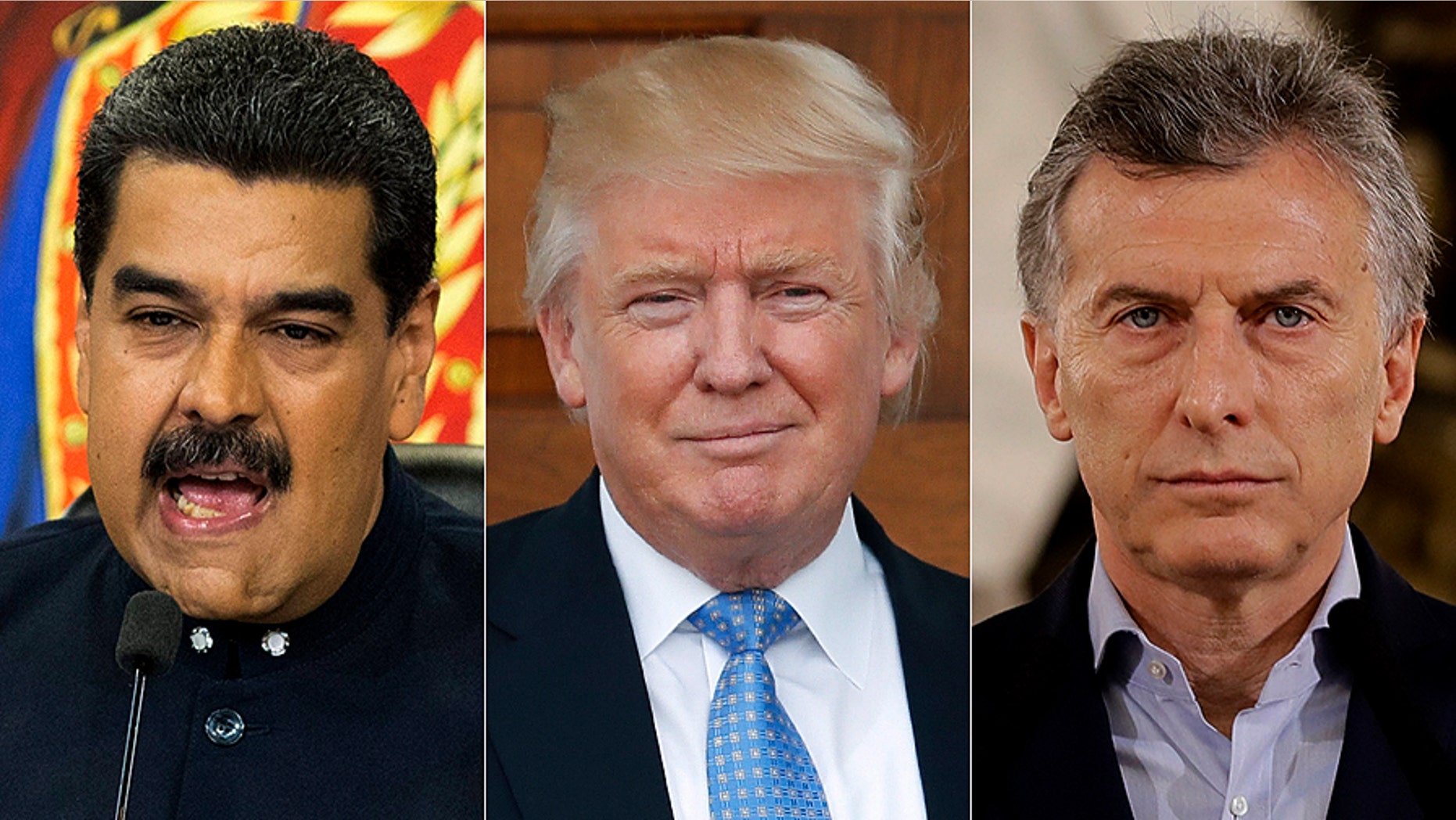 Argentine President Mauricio Macri (right) and Venezuelan President Nicolás Maduro (left)