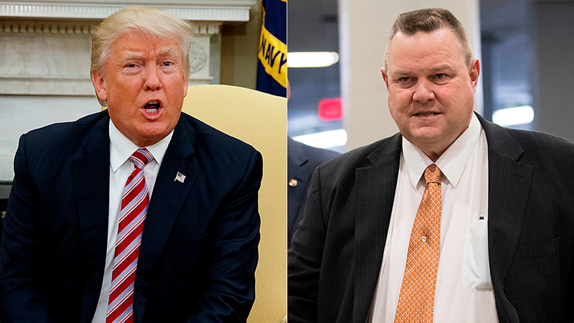 President Trump is making life difficult for Montana Sen. Jon Tester, right.