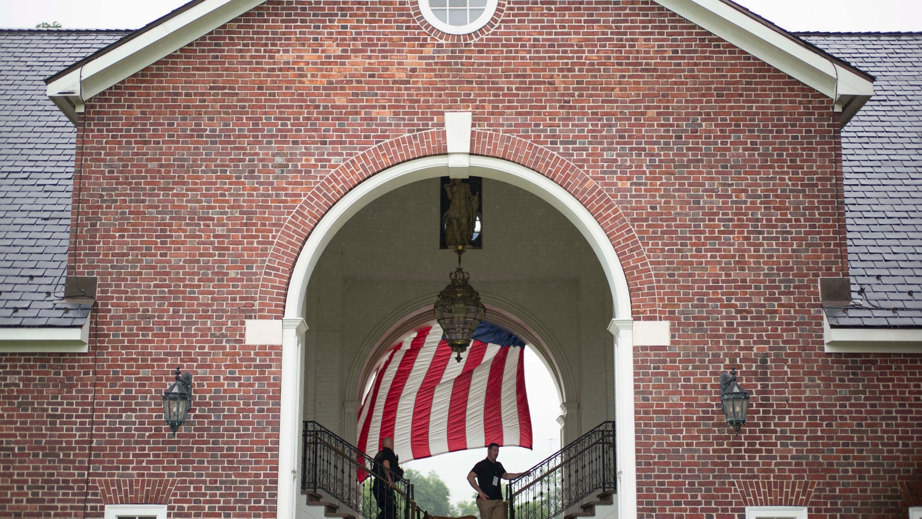 File photo - Jul 14, 2017; Bedminster, NJ, USA; Security use dogs to secure the grounds in preparation for the arrival of President Trump during the second round of the U.S. Women's Open golf tournament at Trump National Golf Club-New Jersey.