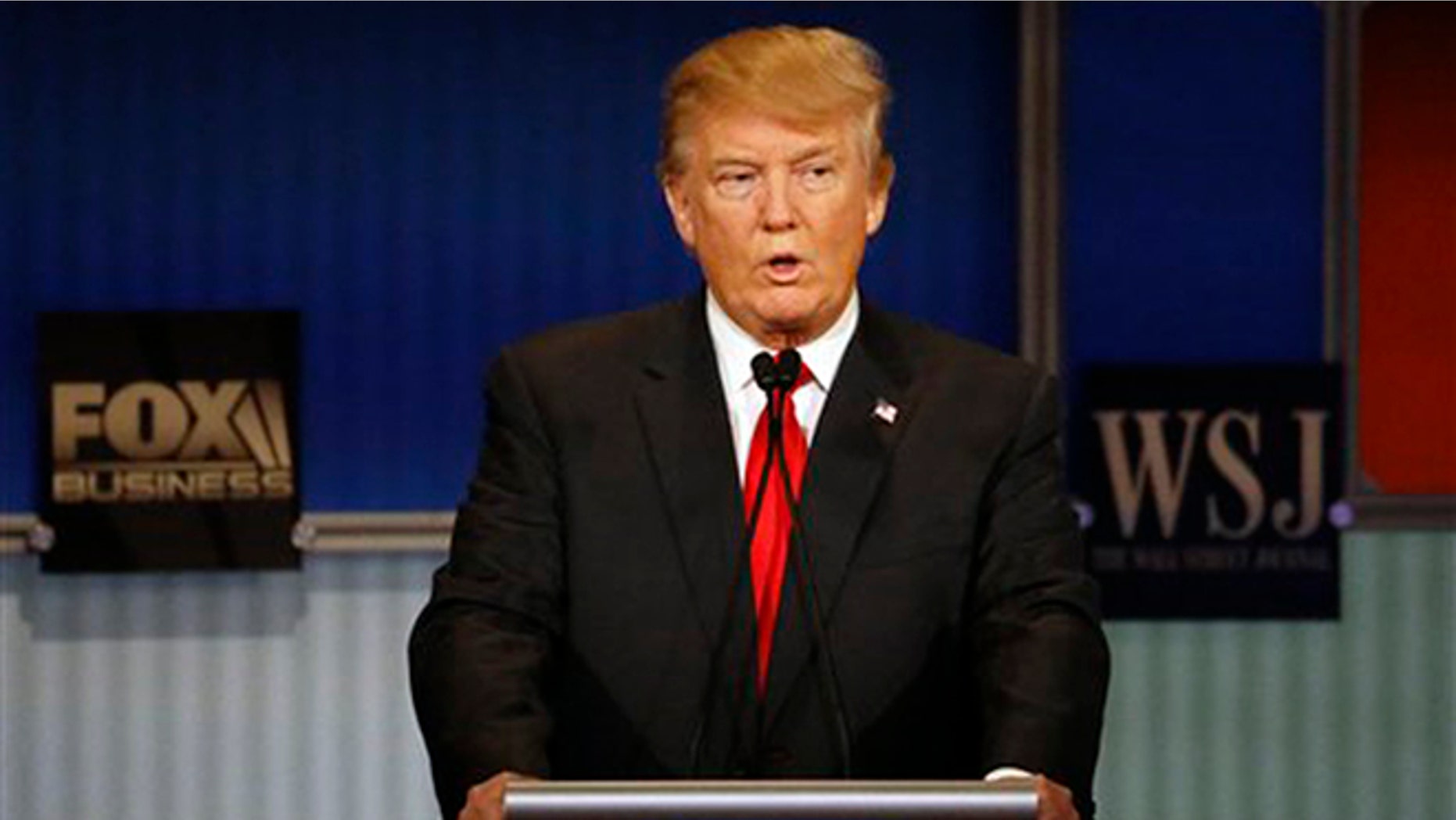 Donald Trump speaks during Republican presidential debate at Milwaukee Theatre, Tuesday, Nov. 10, 2015, in Milwaukee. (AP Photo/Morry Gash)