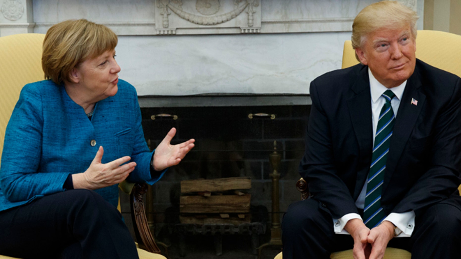 March 17, 2017: President Donald Trump meets with German Chancellor Angela Merkel in the Oval Office of the White House in Washington.