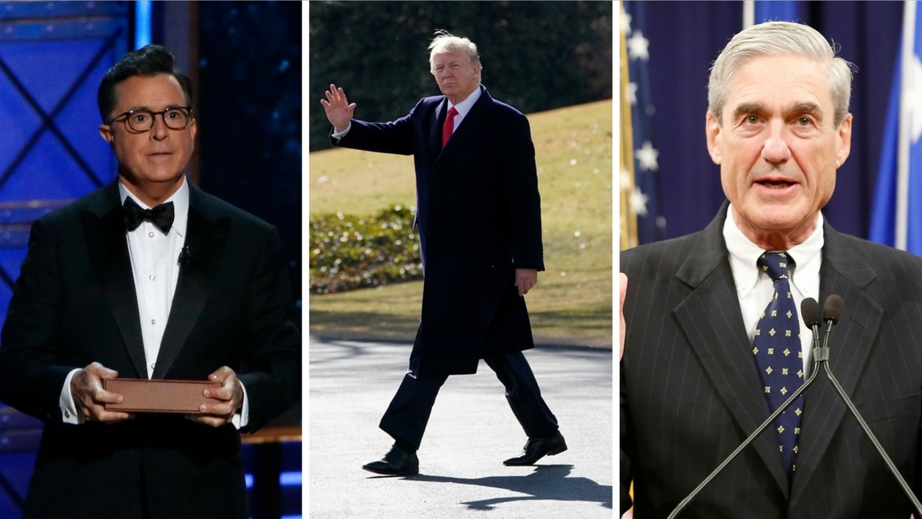 Stephen Colbert taunted President Trump to speak with Robert Mueller, who was leading an investigation into alleged collusion with Russia.