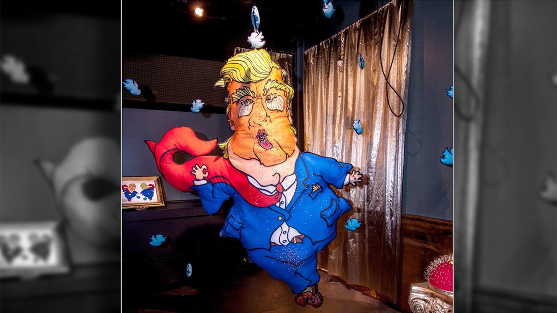 Art Prize, a national art contest held in Grand Rapid, Michigan, has allowed an artist to display a pin cushion in the image of President Donald Trump. The artist encouraged visitors to stick pins into the exaggerated likeness of the president. Over 10,000 pins have been stuck into the piece of art since it has been on display.