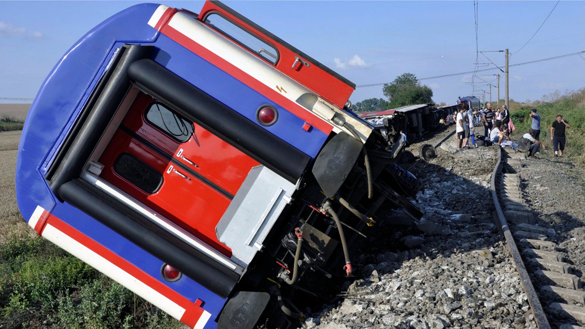 The train overturned near a village in Tekirdag province.