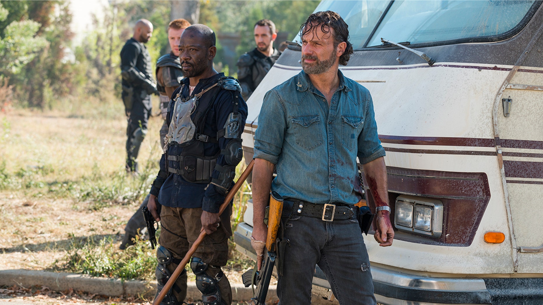 Lennie James (left) and Andrew Lincoln (right) from "The Walking Dead" Season 7