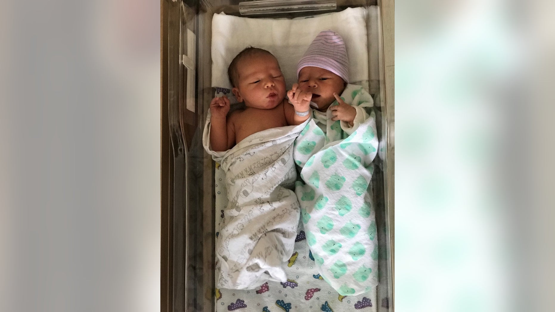 Cousins Jack (left) and Lucy Thorington (right). Their parents weren't expecting the babies to be born on the same day.