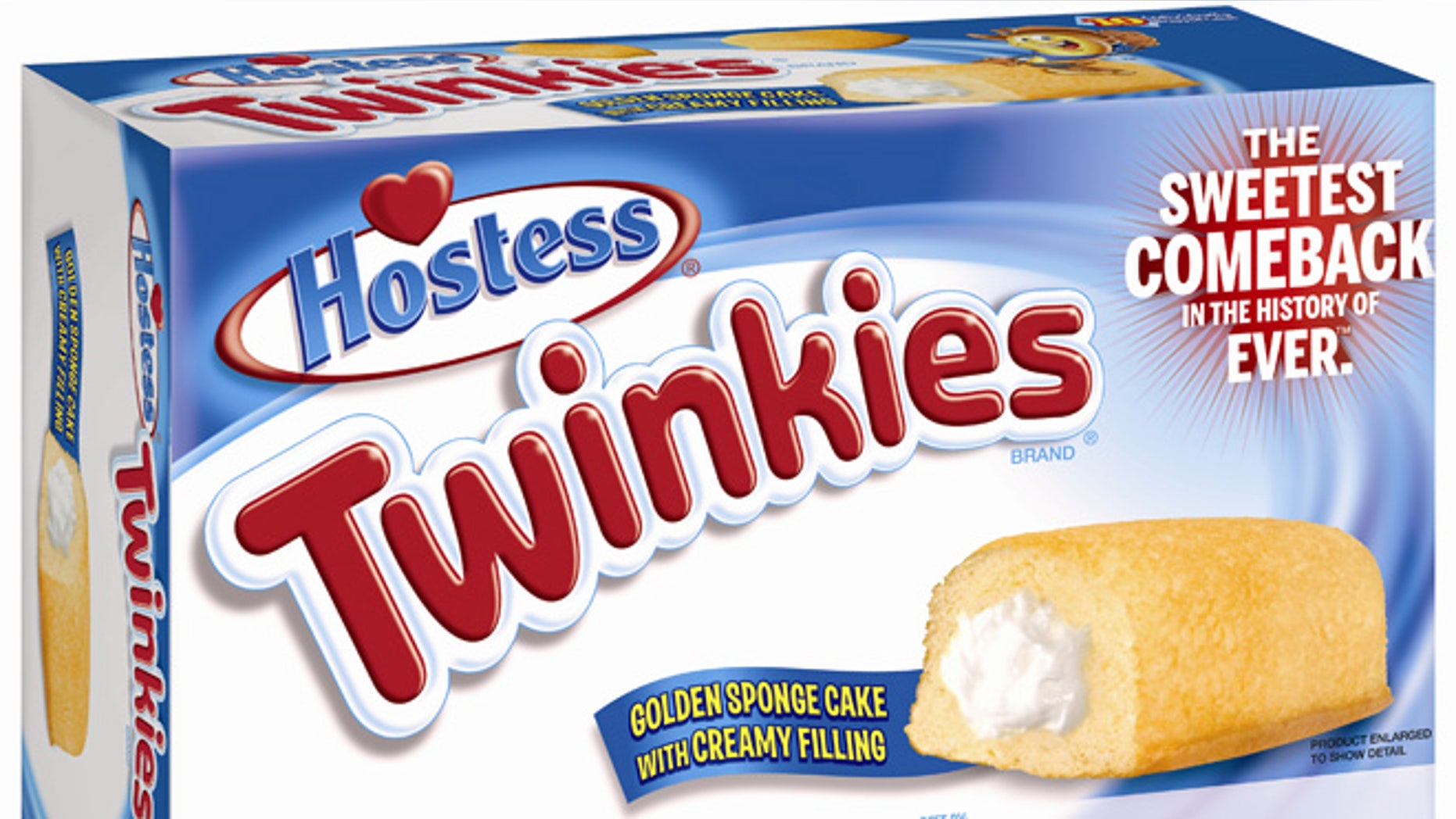 July 15, 2013: This undated image provided by Hostess Brands LLC shows a box of Twinkies. Twinkies will be back on shelves after its predecessor company went bankrupt after an acrimonious fight with unions last year. The brands have since been purchased by Metropoulos & Co. and Apollo Global Management.