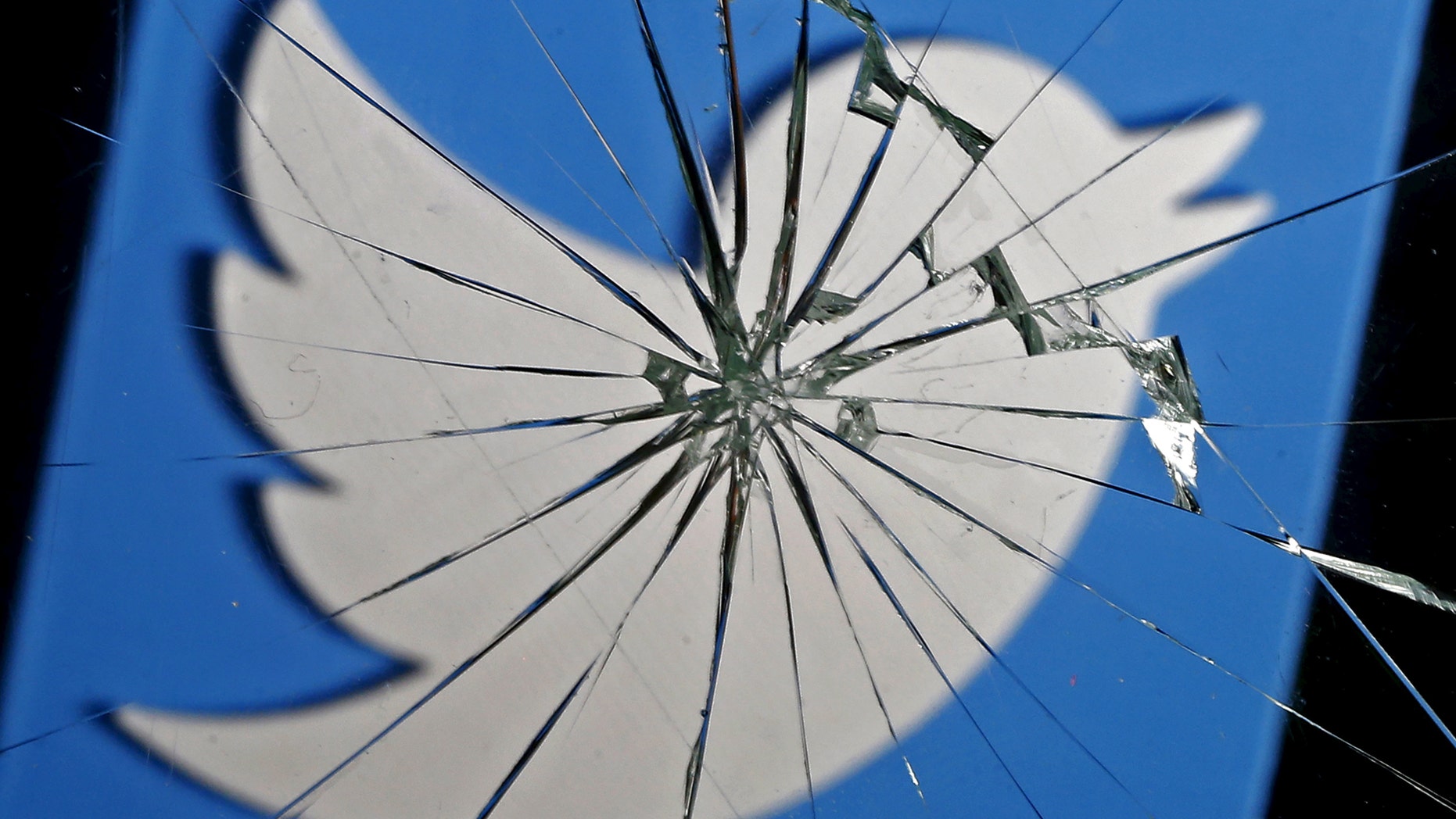 A 3D-printed Twitter logo is seen through broken glass, in this picture illustration taken February 8, 2016. (REUTERS/Dado Ruvic)