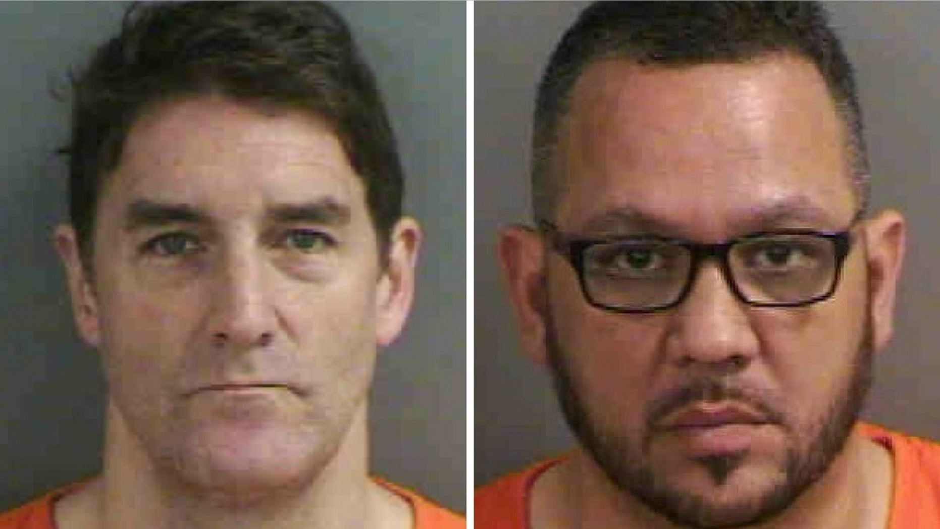 Actor Patrick J. Boll, left, and Richard Cecil, a pastor, were arrested as part of a prostitution operation Friday, Feb. 9, 2018.