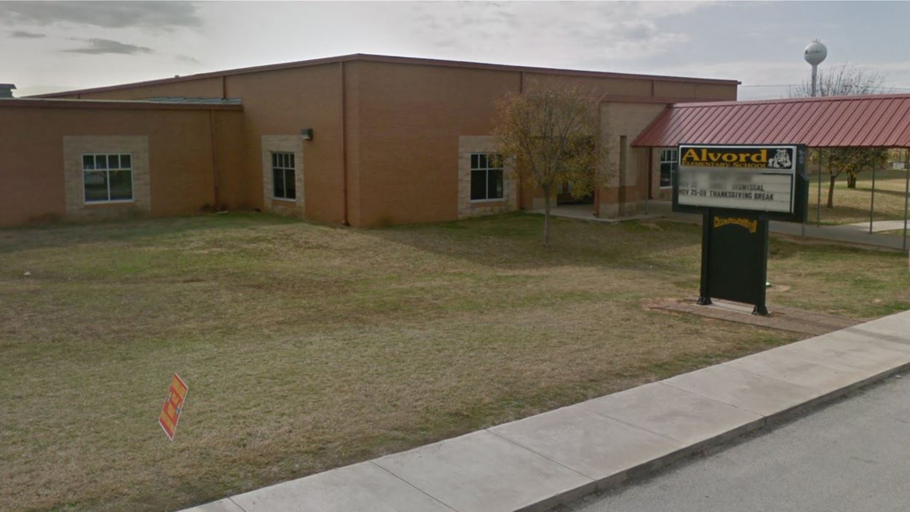 Outside Alvord Elementary School in Alvord, Texas.