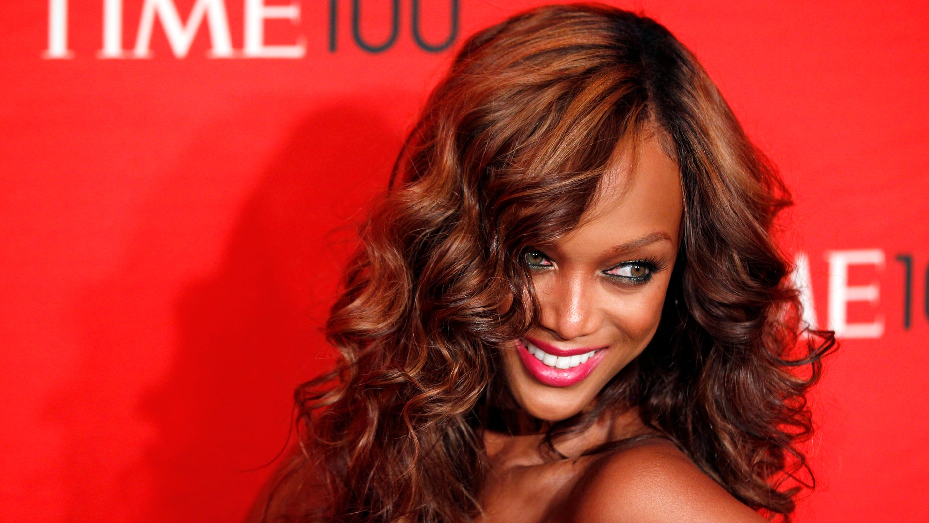 April 24, 2012. Tyra Banks arrives at the Time 100 Gala in New York.