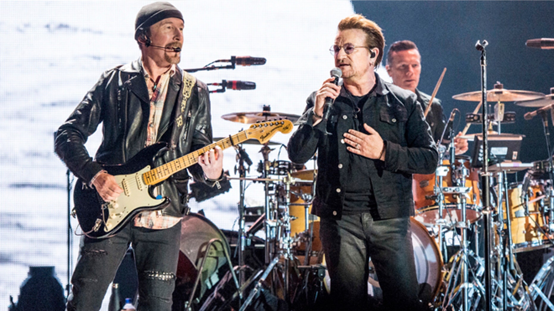 U2 perform at the Booaroo Music Festival in Tennessee.