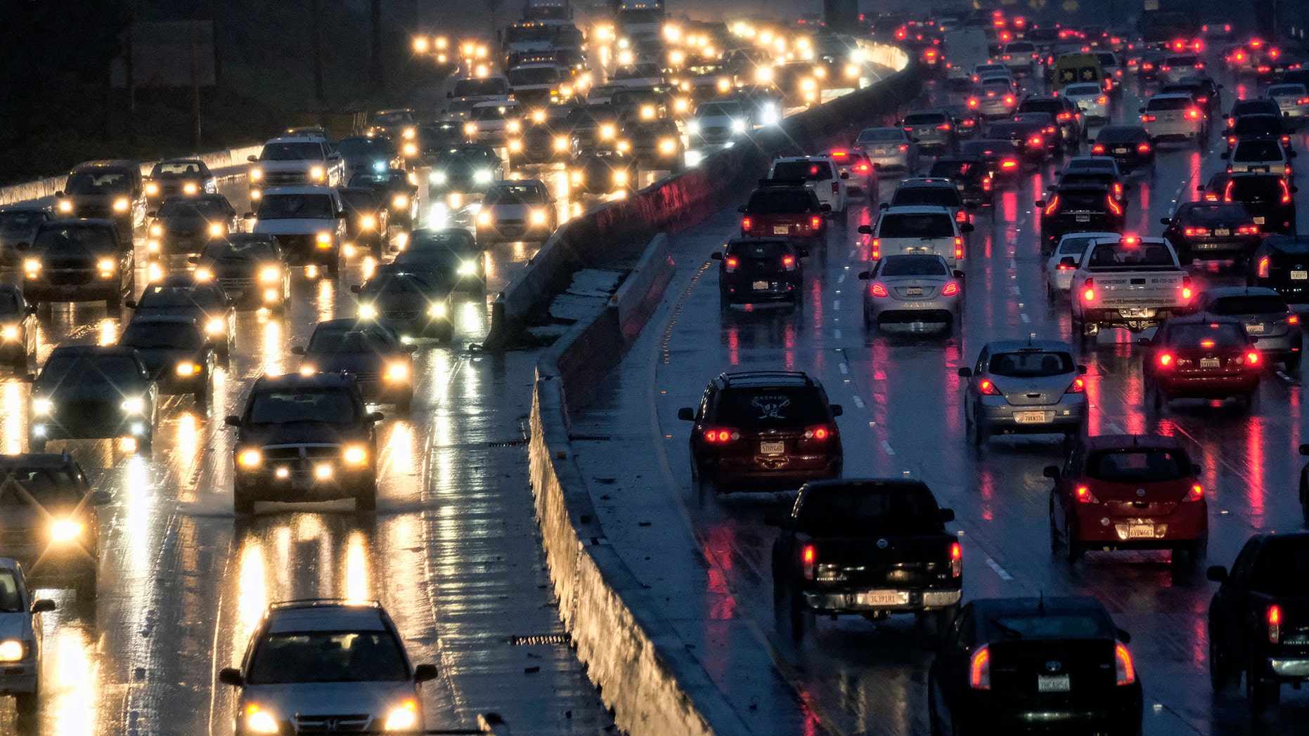 Traffic on both sides of highway