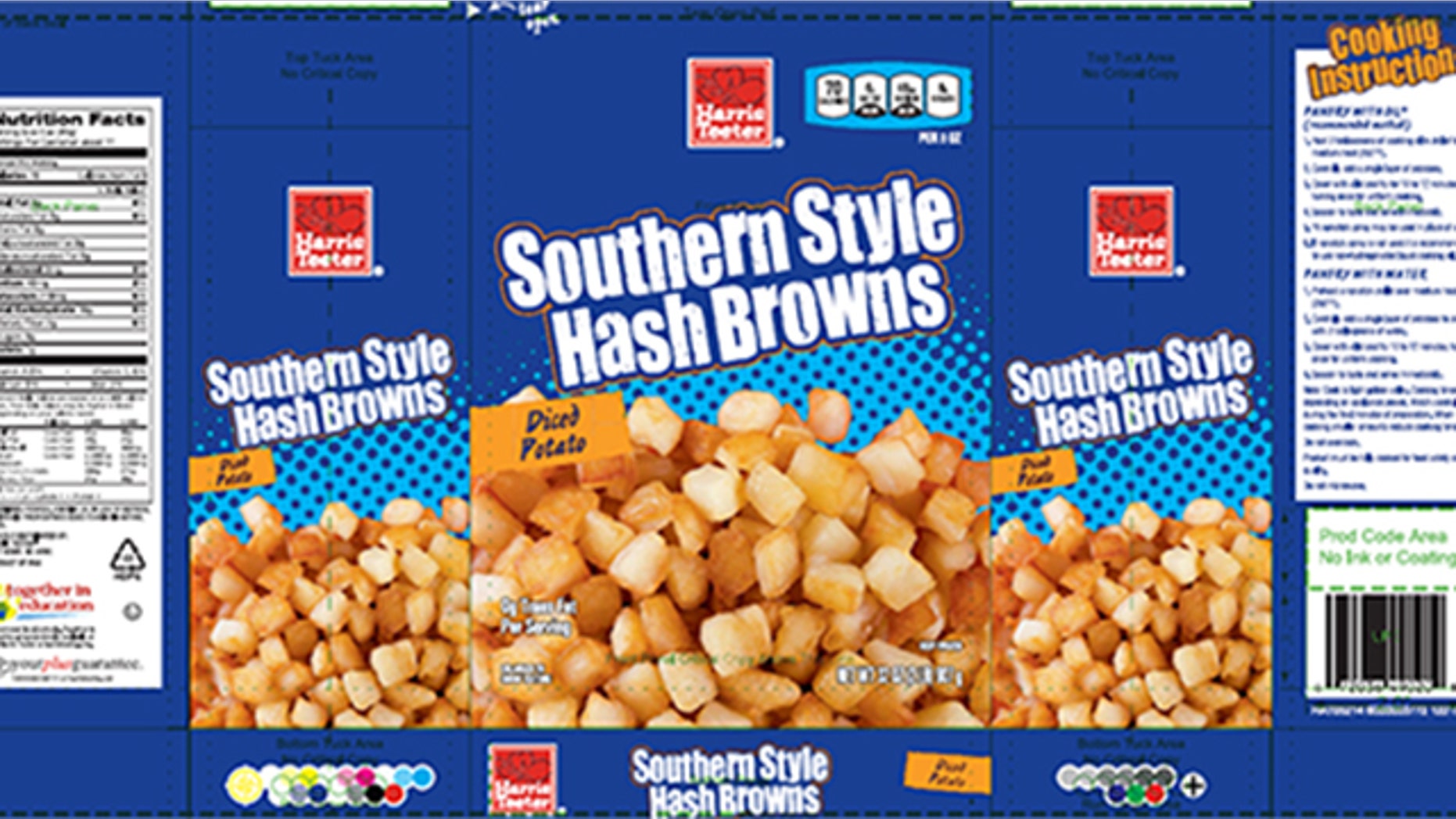 One of the recalled frozen hash brown packages
