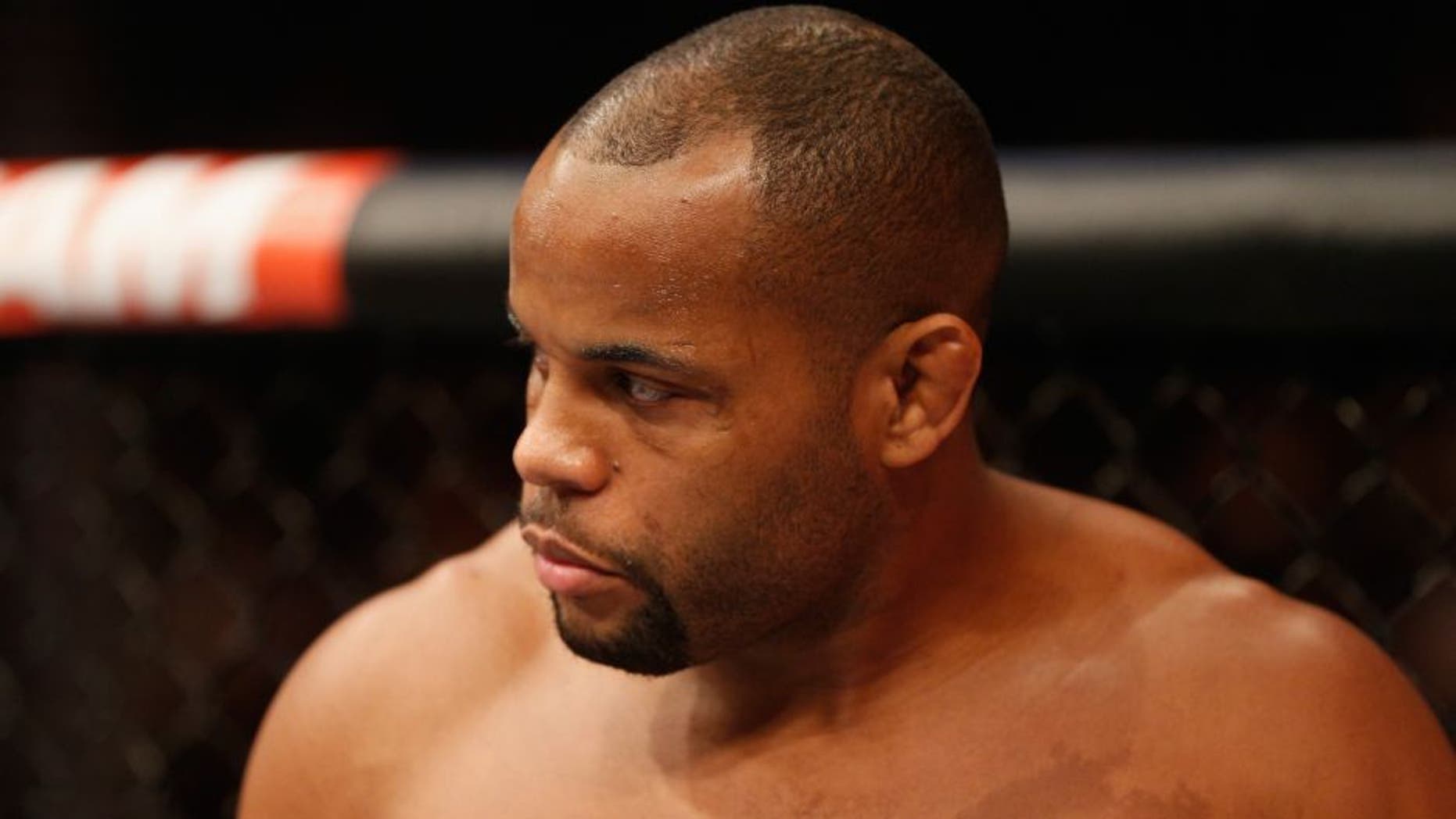 LAS VEGAS, NV - JANUARY 03: Daniel Cormier enters the Octagon for his UFC light heavyweight championship bout against Jon Jones during the UFC 182 event at the MGM Grand Garden Arena on January 3, 2015 in Las Vegas, Nevada. (Photo by Josh Hedges/Zuffa LLC/Zuffa LLC via Getty Images)