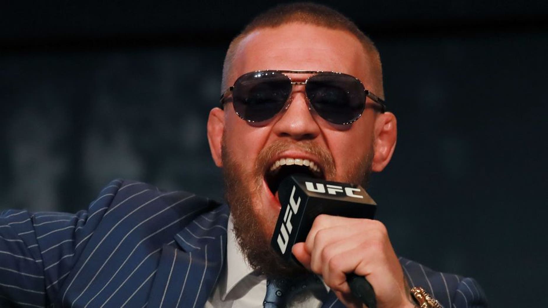 NEW YORK, NY - SEPTEMBER 27: Conor McGregor addresses the media at the UFC 205 press conference at The Theater at Madison Square Garden on September 27, 2016 in New York City. (Photo by Michael Reaves/Getty Images)