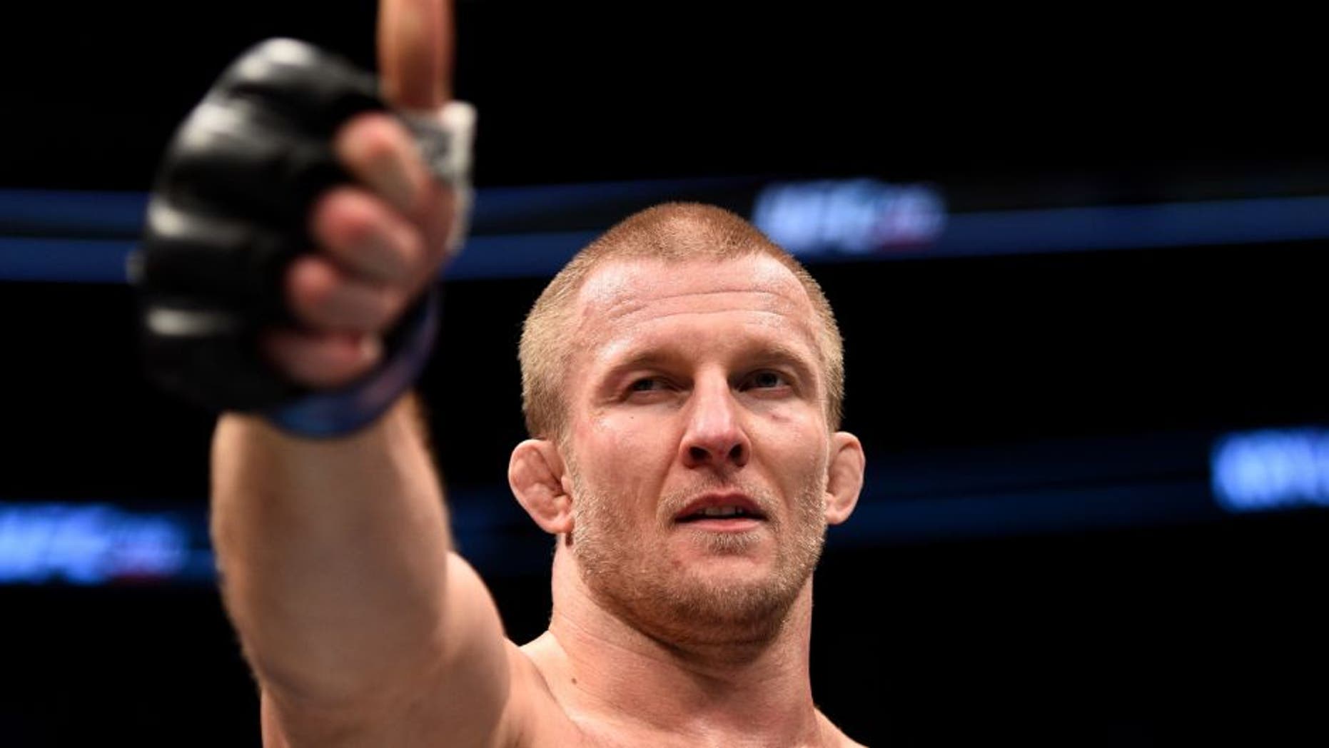 TORONTO, CANADA - DECEMBER 10: Misha Cirkunov of Latvia celebrates after his submission victory over Nikita Krylov in their light heavyweight bout during the UFC 206 event inside the Air Canada Centre on December 10, 2016 in Toronto, Ontario, Canada. (Photo by Jeff Bottari/Zuffa LLC/Zuffa LLC via Getty Images)