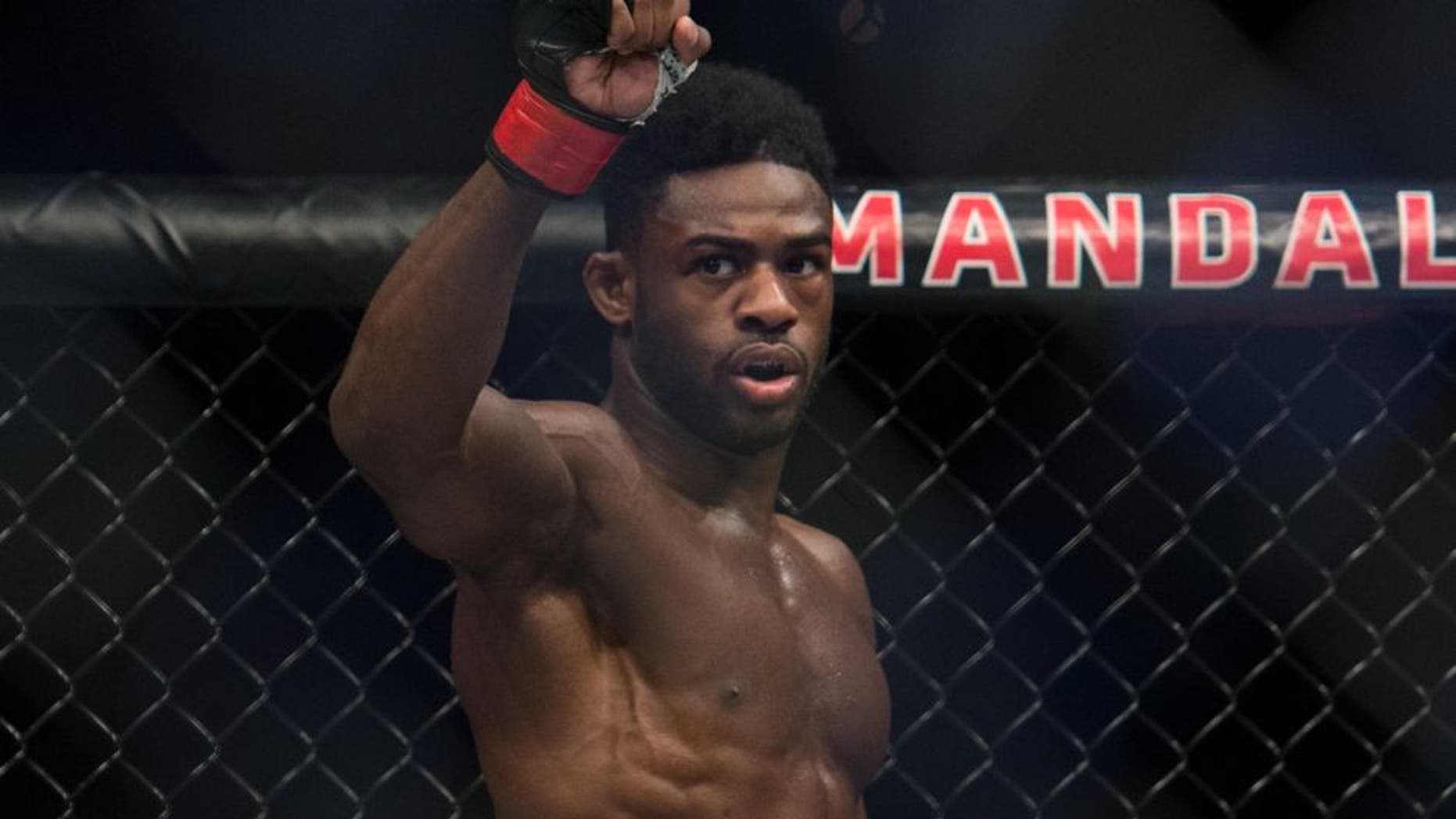 LAS VEGAS, NV - MAY 29: Aljamain Sterling prepares for the third round to begin before facing Bryan Caraway in their bantamweight bout during the UFC Fight Night event inside the Mandalay Bay Events Center on May 29, 2016 in Las Vegas, Nevada. (Photo by Brandon Magnus/Zuffa LLC/Zuffa LLC via Getty Images)