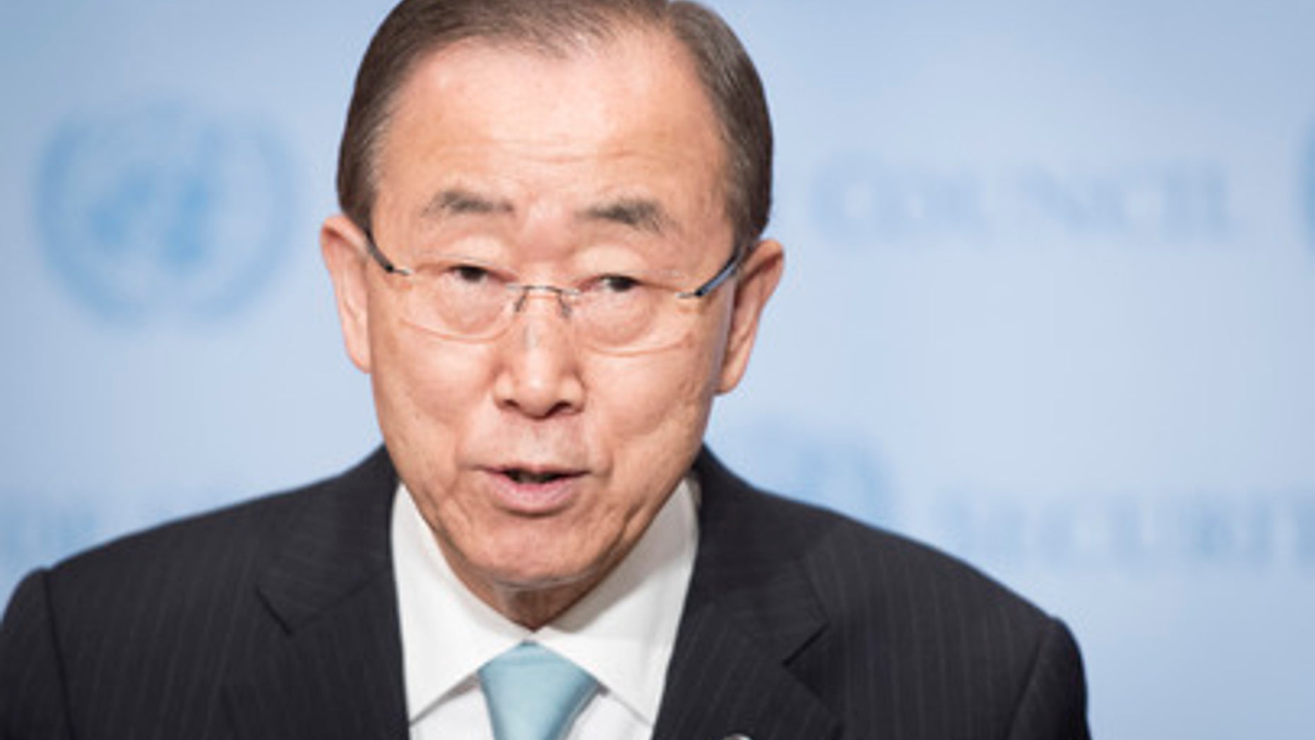 UN Secretary General Ban Ki-moon speaks to journalists on the unfolding crisis in South Sudan during remarks at United Nations headquarters in New York on July 11, 2016. (UN Photo/Mark Garten)