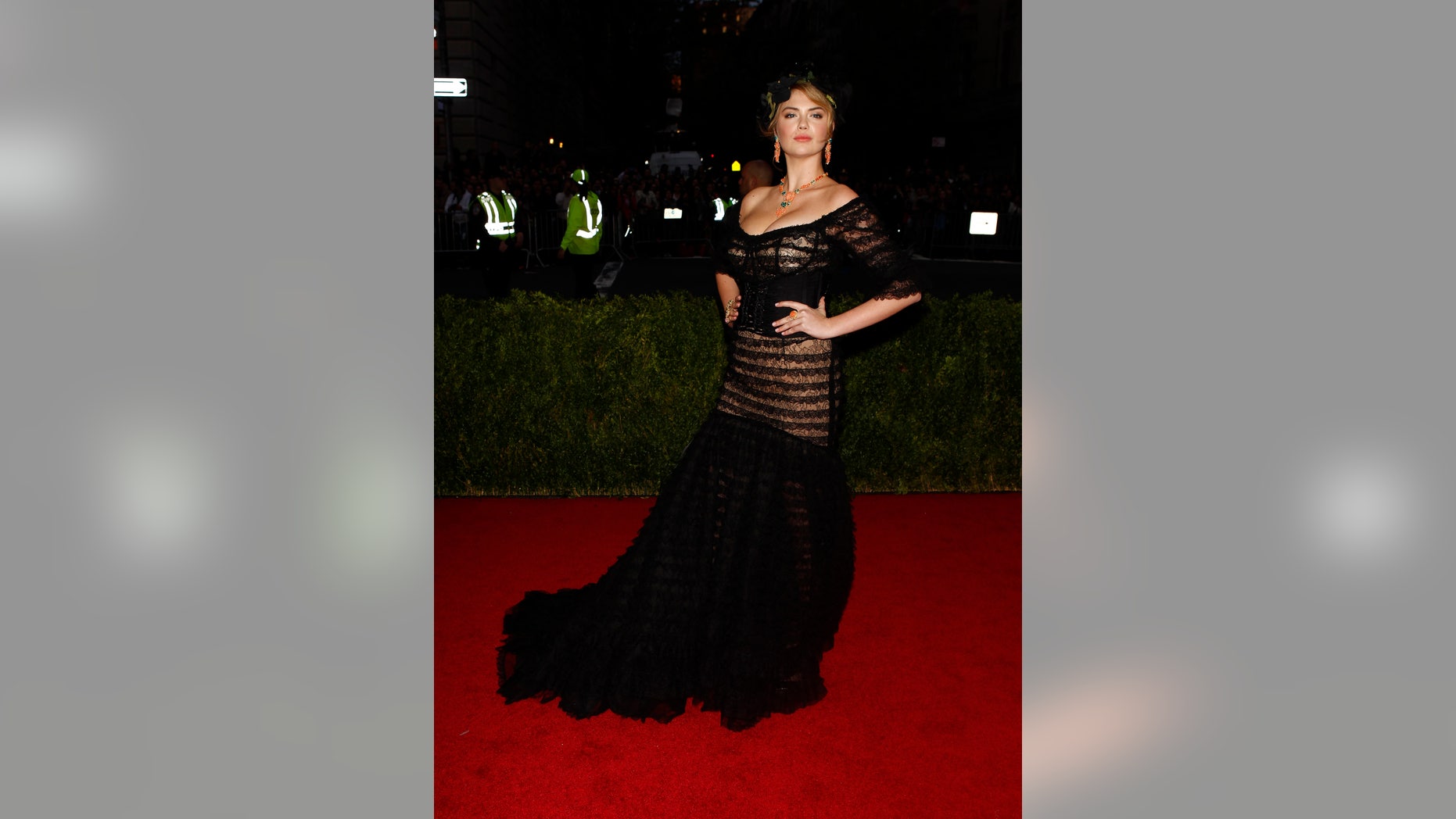 May 5. Kate Upton arrives at the Metropolitan Museum of Art Costume Institute Gala Benefit in New York.
