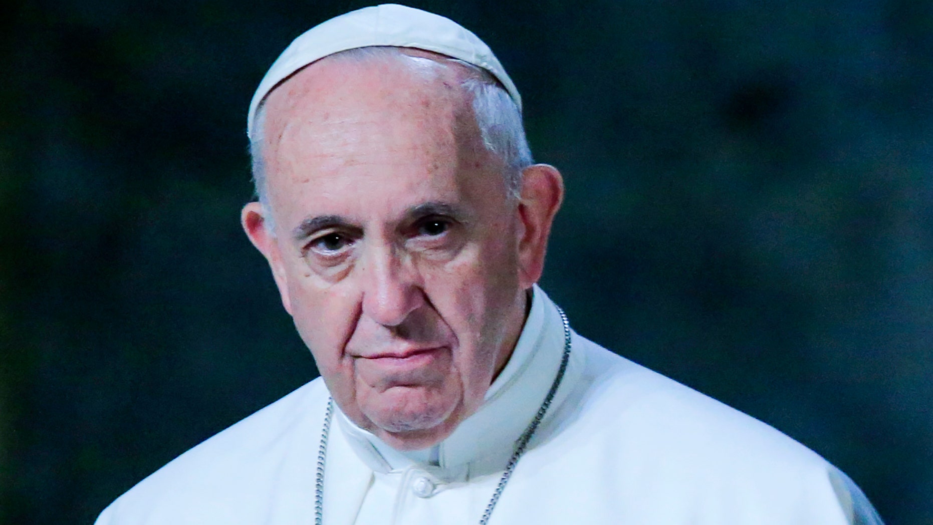 Pope Francis attends a ceremony inside the 9/11 Museum, Friday, Sept. 25, 2015 in New York. Pope Francis is on a five-day trip to the United States. (Eduardo Munoz/Pool Photo via AP)