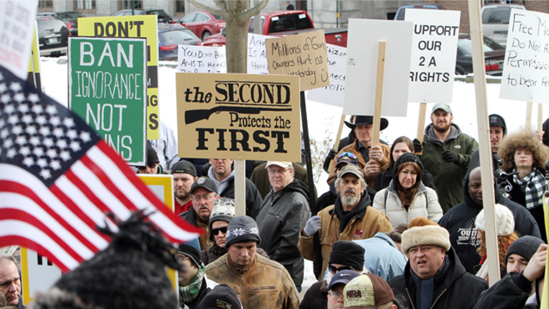 Jan. 19, 2013: Hundreds of gun supporters rally at the Statehouse, in Concord, N.H. Rallies are being held by gun rights advocates four days after President Barack Obama unveiled a sweeping plan to curb gun violence.