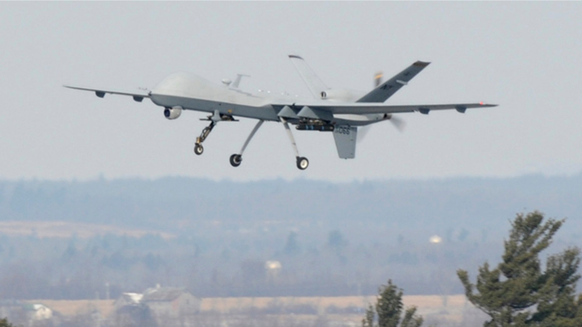 Feb. 14, 2012: A U.S. Air Force MQ-9 Reaper unmanned aerial vehicle assigned to the 174th Fighter Wing, New York Air National Guard, takes off on a training mission at Wheeler-Sack Army Airfield, Fort Drum, N.Y. in this USAF handout photo.