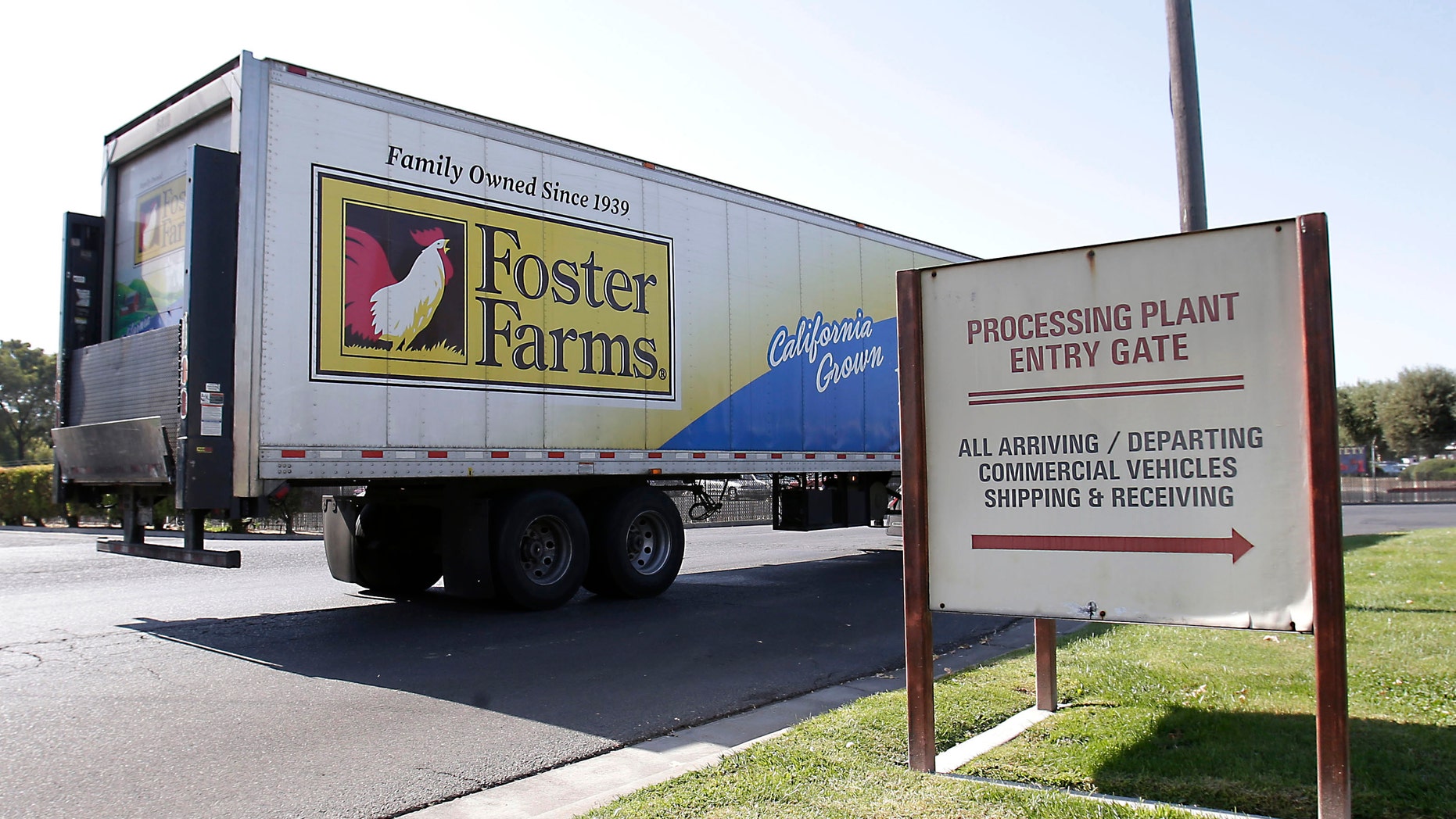 FILE: A truck enters the Foster Farms processing plant in Livingston, Calif.