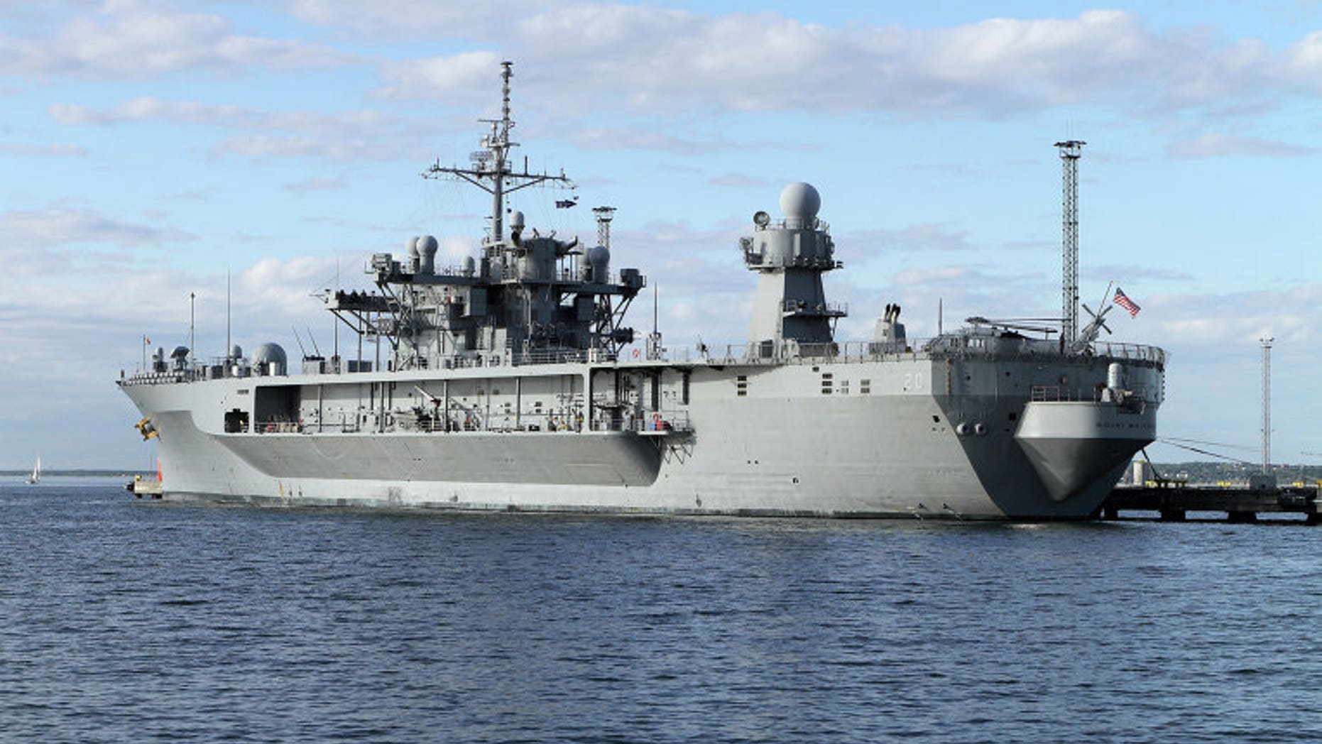 USS Mount Whitney at the port of Tallinn, Estonia on June 5.