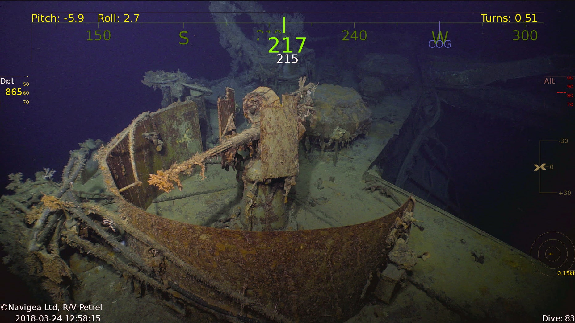 The USS Helena is the latest wreck to be discovered by Paul Allen's expedition team (Navigea Ltd, R/V Petrel)