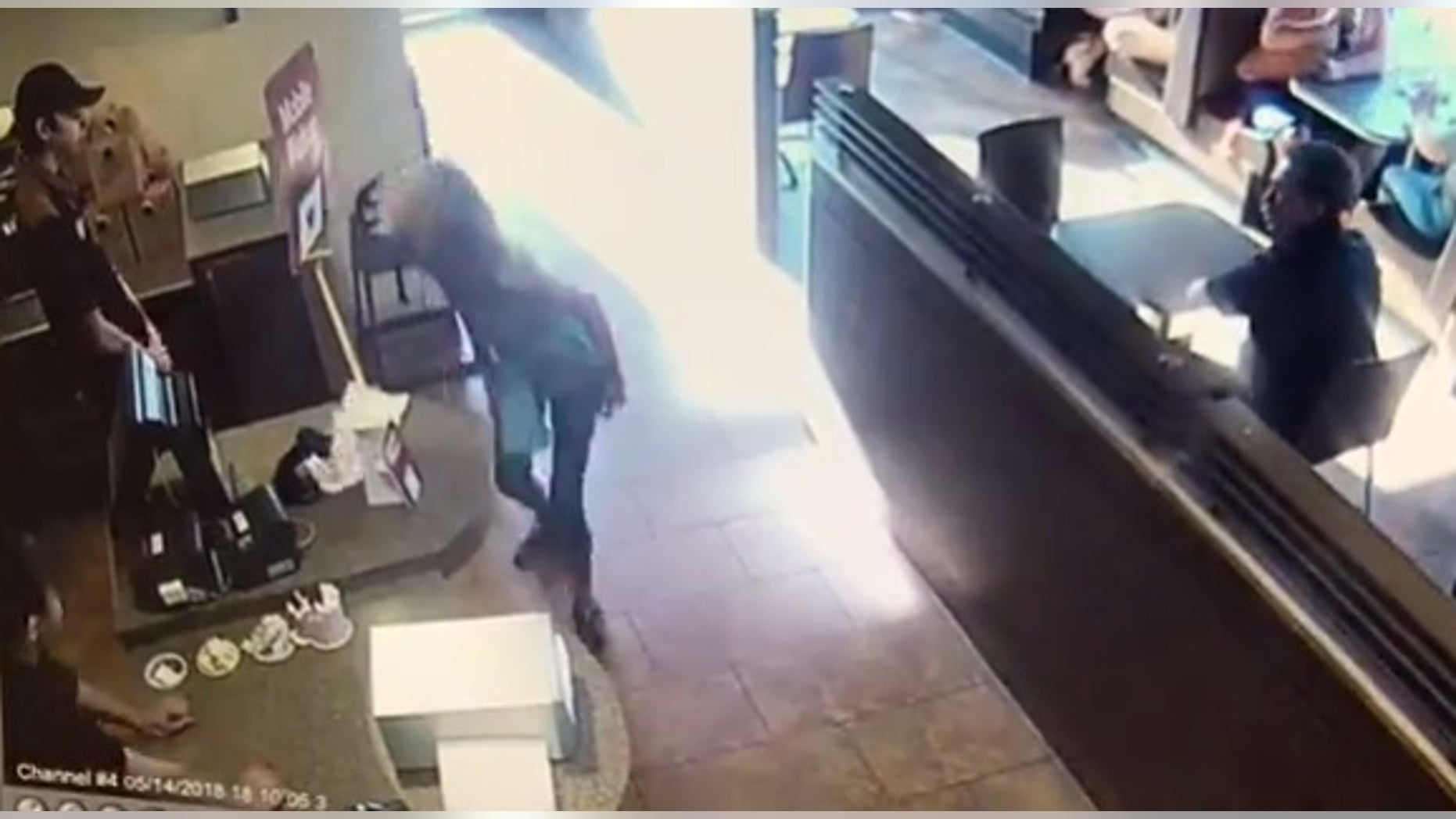 A woman apparently defecated on the floor of a Tim Hortons and threw the byproduct at a staffer on Monday.