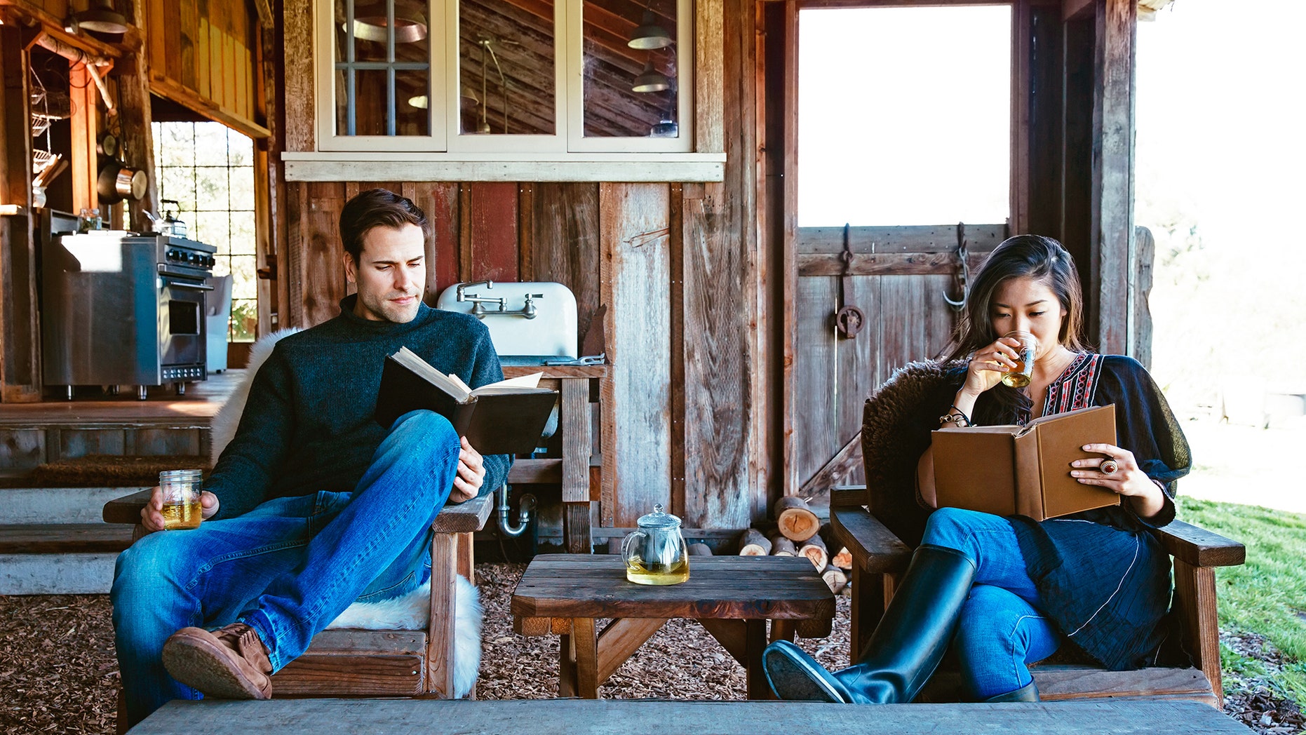 Couple in country house