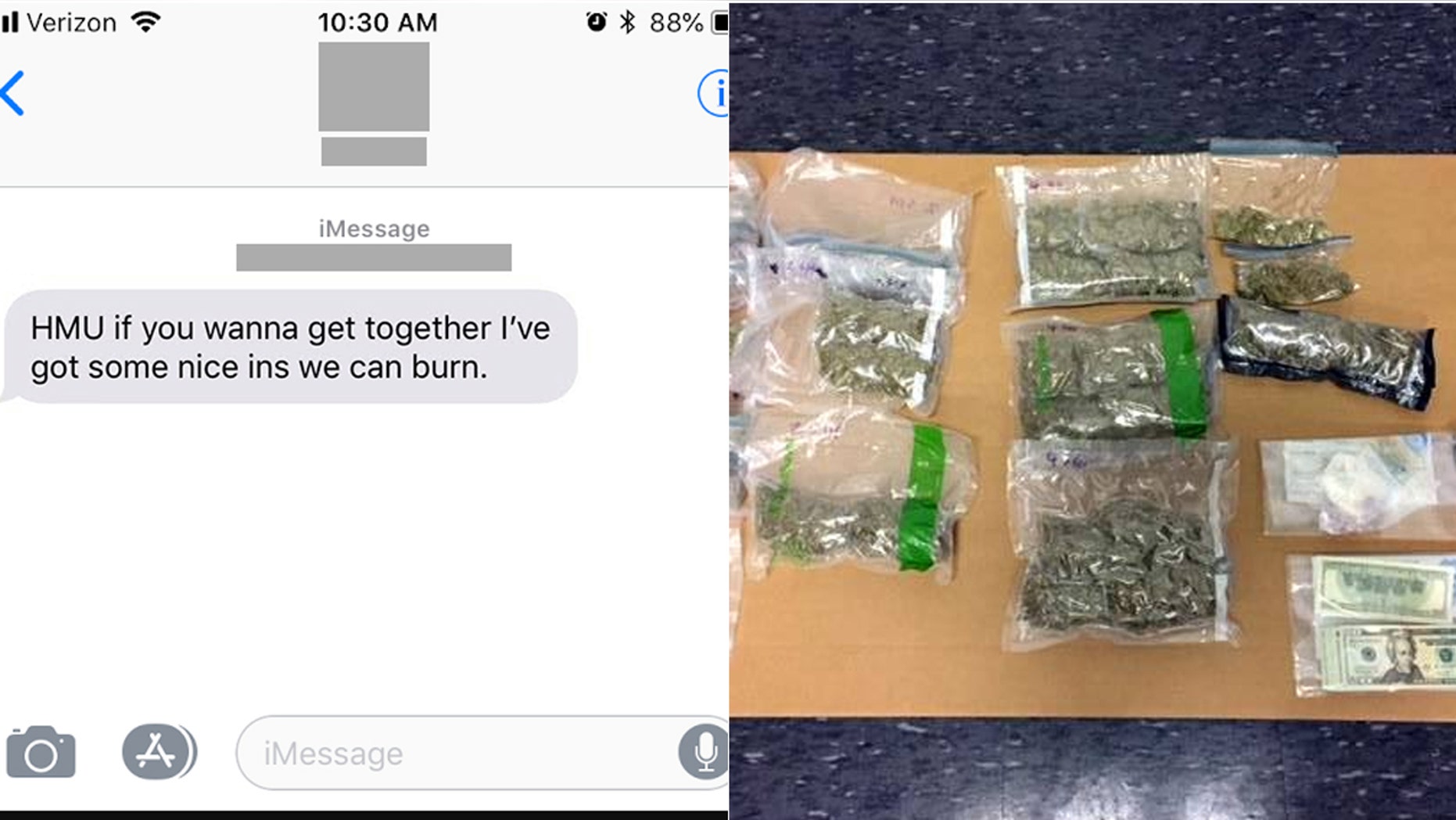 A wrong text to a narcotics police officer led to a man getting arrested for selling marijuana, according to police.