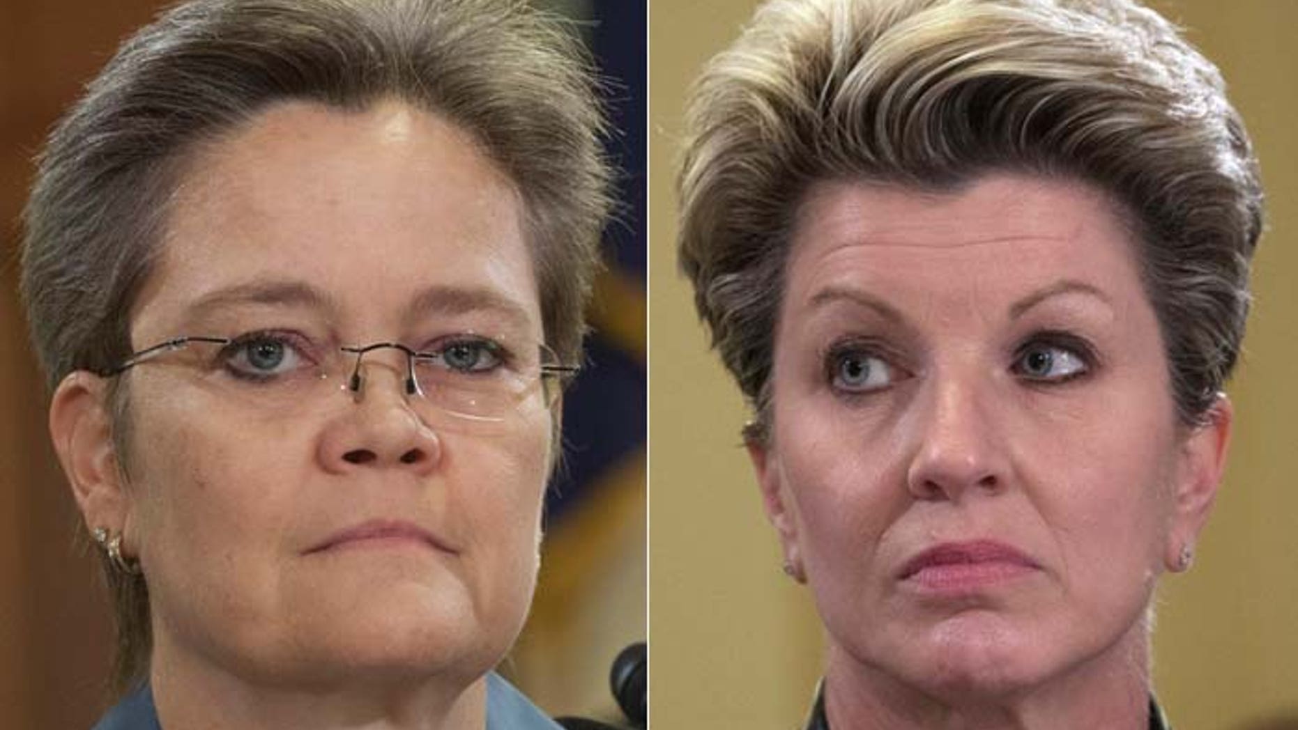 Nov. 2: VA officials Diana Rubens of Philadelphia, left, and Kimberly Graves of St. Paul, Minn., at a House Veterans Affairs Committee hearing in Washington (AP).