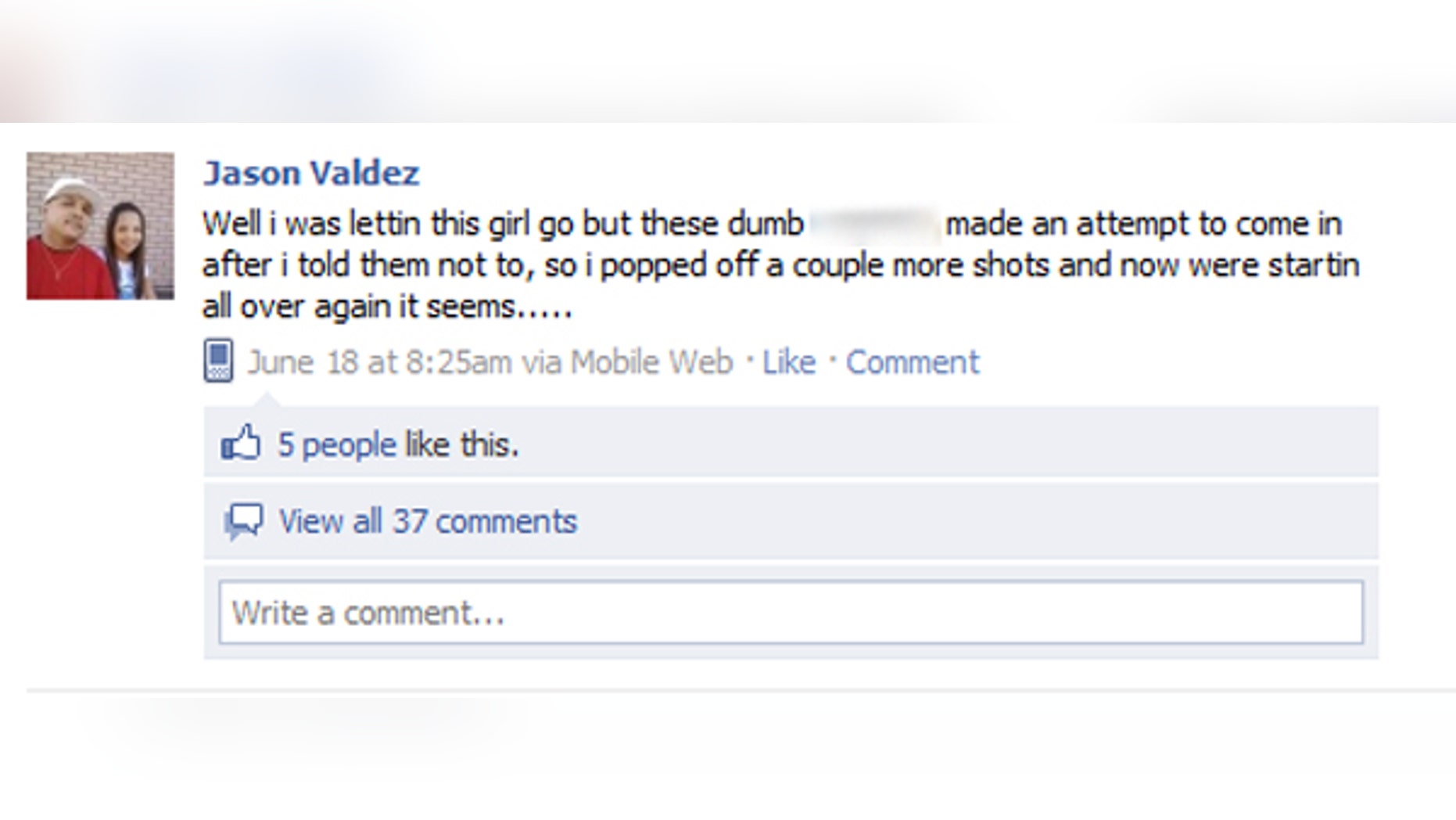 June 18: Jason Valdez's Facebook update
