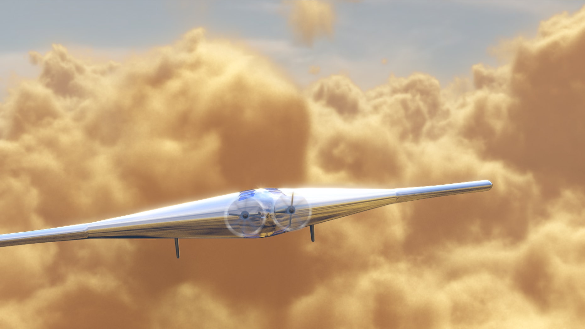 An artist's impression of the uncrewed Venus Atmospheric Maneuverable Platform (VAMP) flying through Venus' clouds.