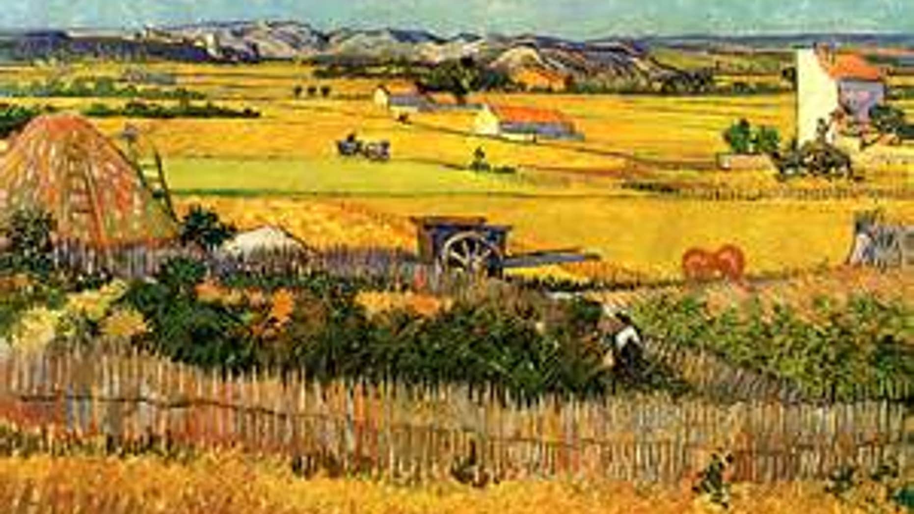 Undated photo. Copy of "The Harvest," by Vincent van Gogh. Dutch police have arrested a 56-year-old man suspected of trying to sell a fake Vincent van Gogh painting with a multimillion-dollar price tag.