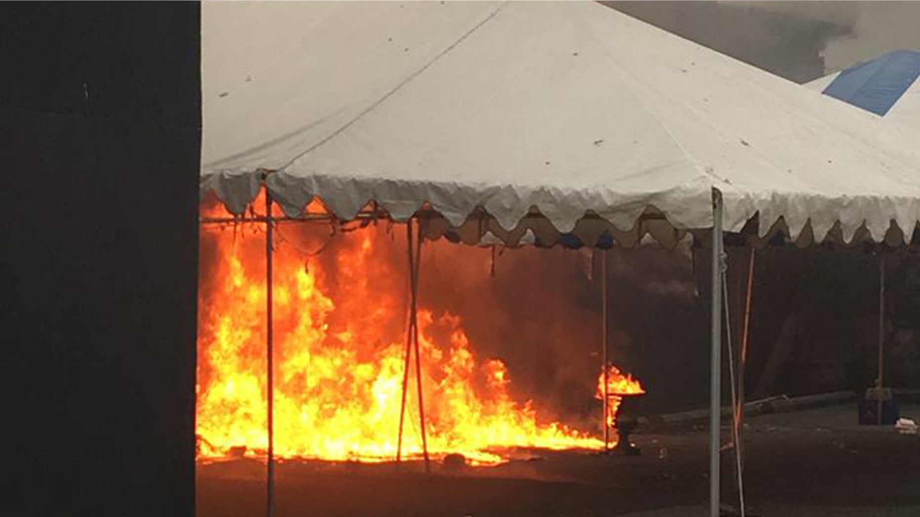 A fire started in a porta-potty damaged a warehouse site operated by Vancouver Art and Leisure.