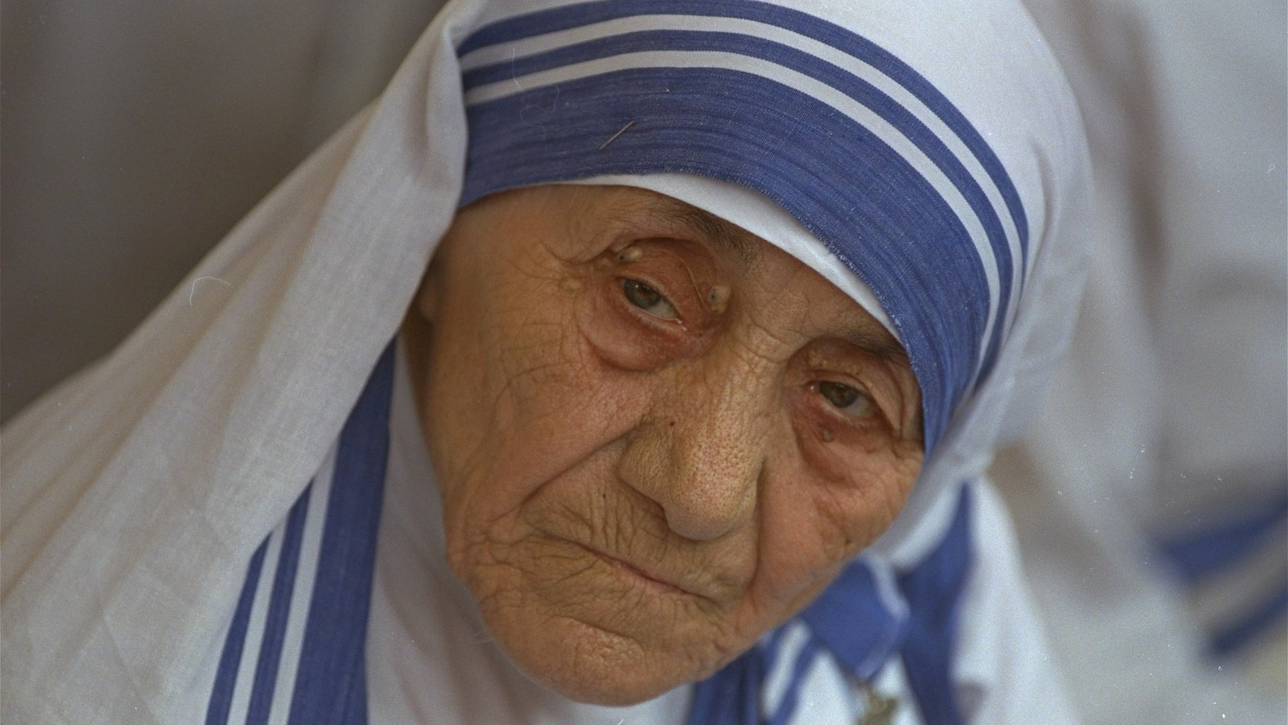 FILE - In this Aug. 25, 1993 file photo Mother Teresa, head of Missionaries of Charity, is photographed, in New Delhi, India.