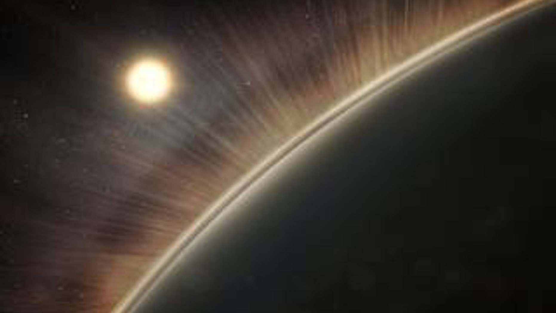 An artist's concept of the electric wind at Venus. Rays represent the paths that oxygen and hydrogen ions take as they are pulled out of the upper atmosphere. (NASA/Goddard/Conceptual Image Lab, Krystofer Kim)