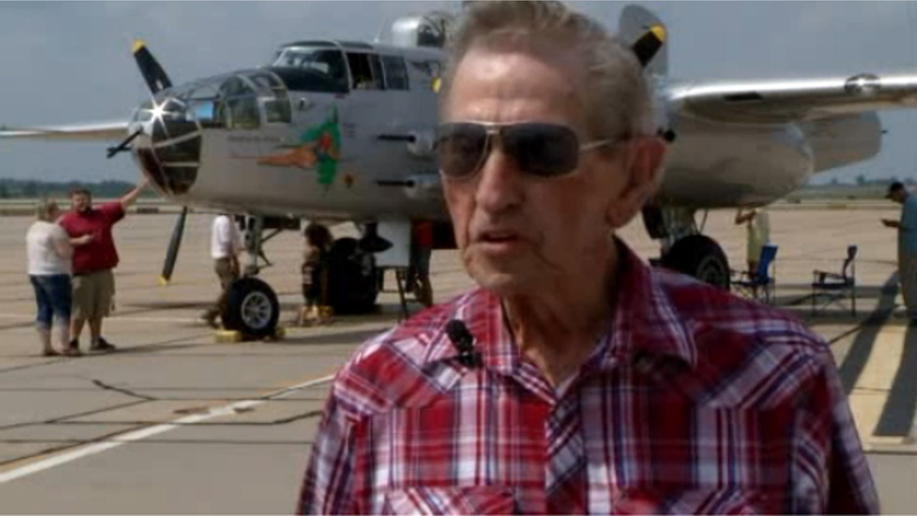 Marvin Russell, a Missouri World War II veteran, flew in a restored B-25 bomber Thursday, decades after he participated in missions in the same aircraft.