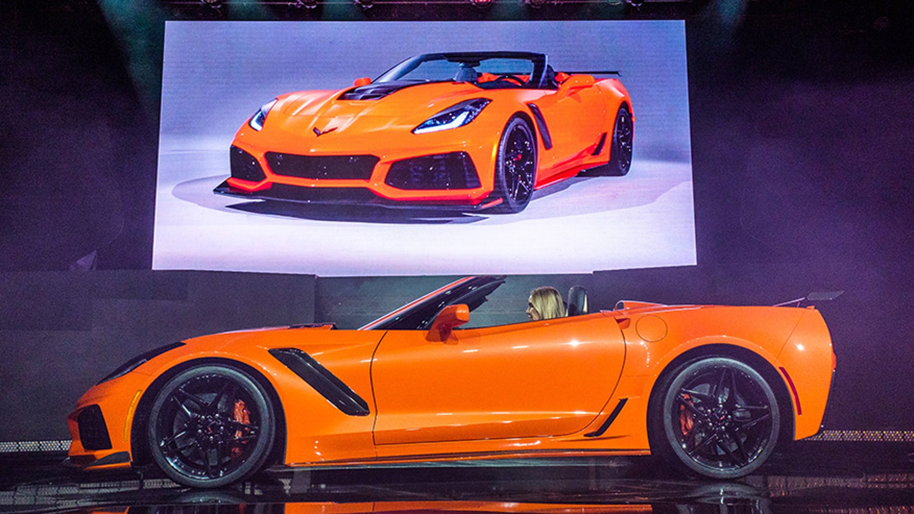 The 2019 Corvette ZR1 Convertible makes its world debut Tuesday, November 28, 2017 in Los Angeles, California. The Corvette ZR1Âs unique aero package is central to the coupeÂs 212-mph top speed generated by the 755 horsepower LT5 6.2L supercharged engine. The ZR1 convertible will start at $123,995 and will go on sale in the spring of 2018. (Photo by Steve Fecht for Chevrolet)